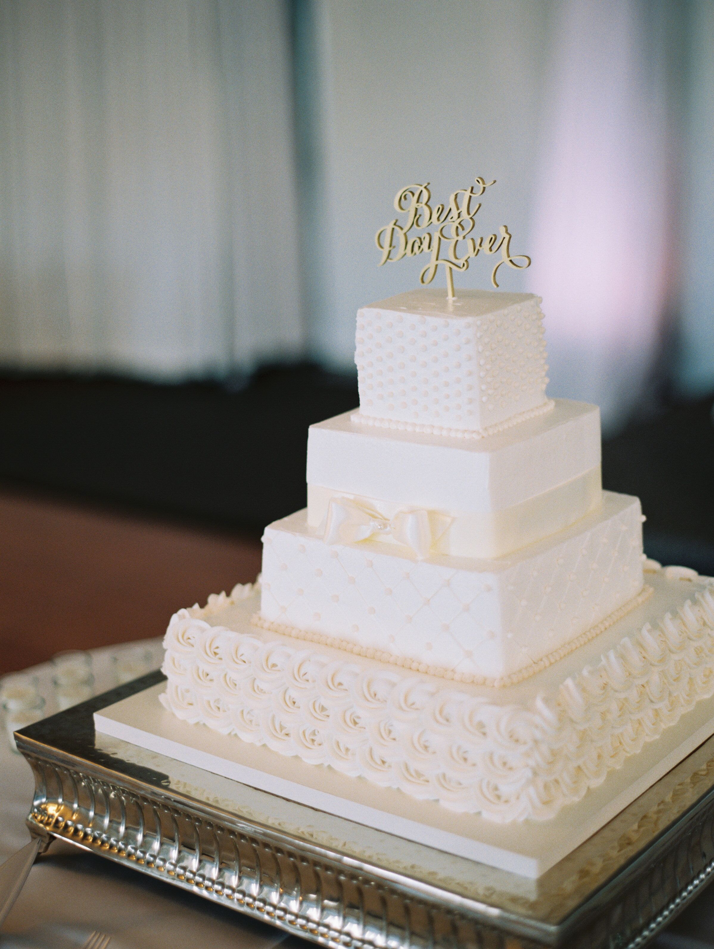 Detailed Four Tier Square Wedding Cake