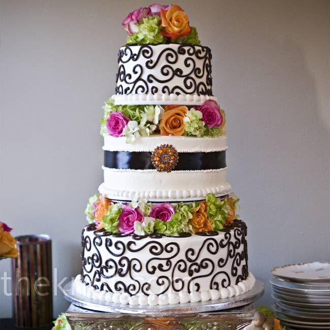 Brown Scrollwork Cake