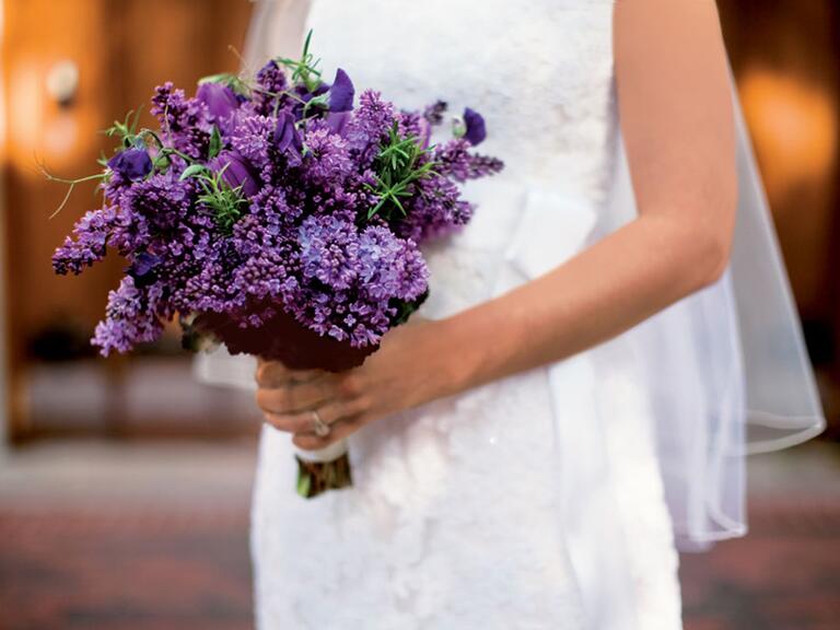 Purple lilac and tulip bridal bouquet
