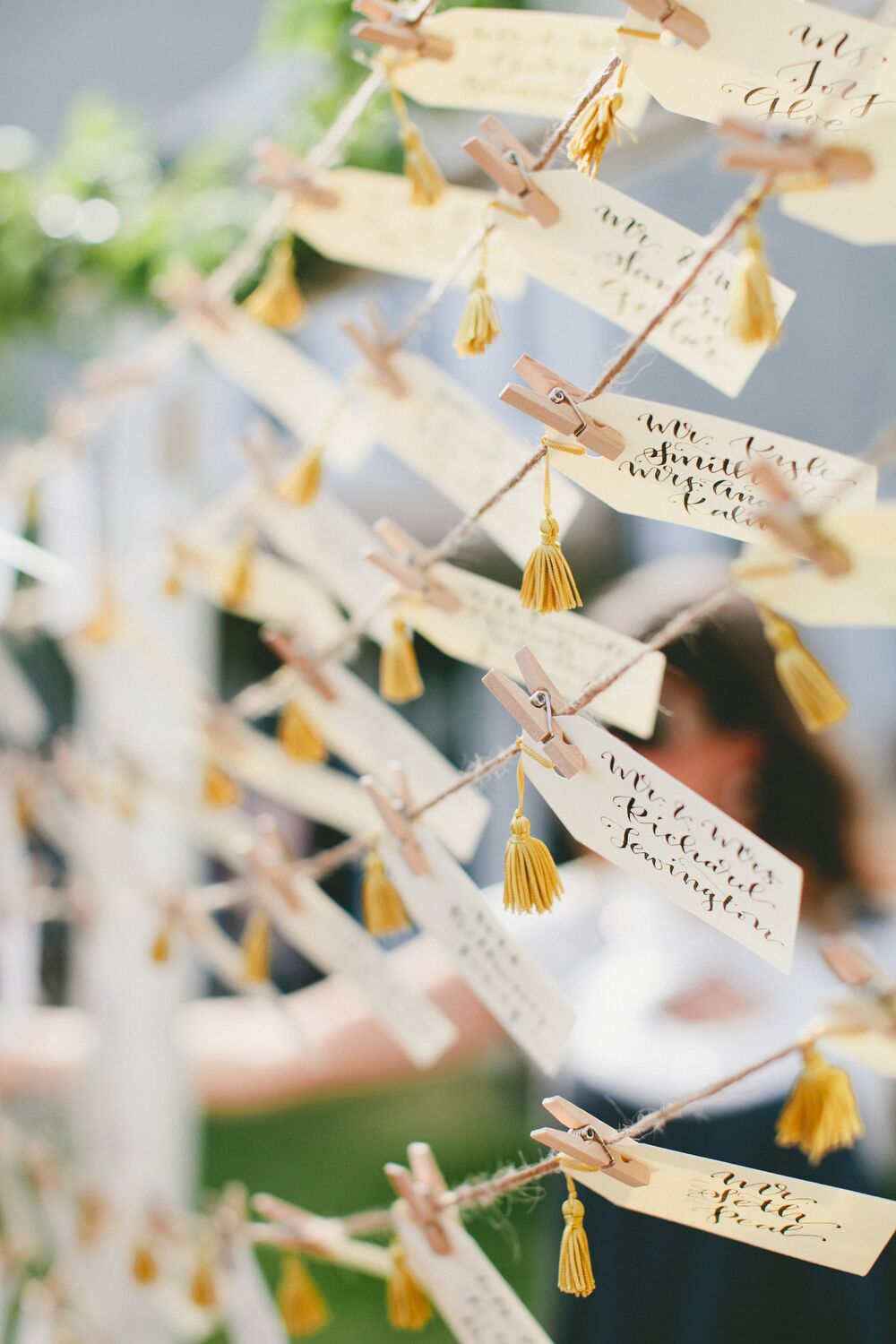 Tasseled Hand-Lettered Escort Cards