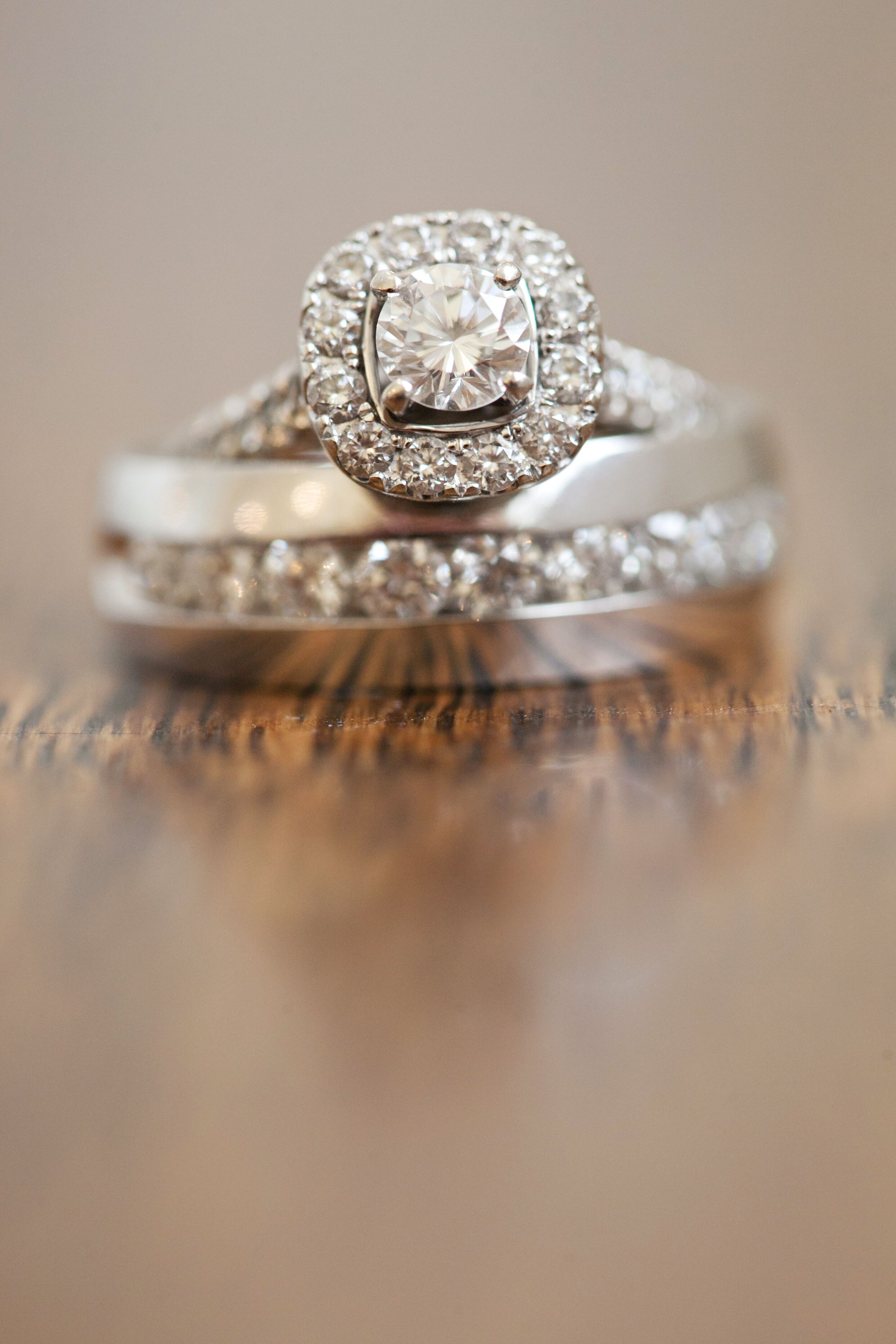 Round Cut Diamond Ring With a Square Halo