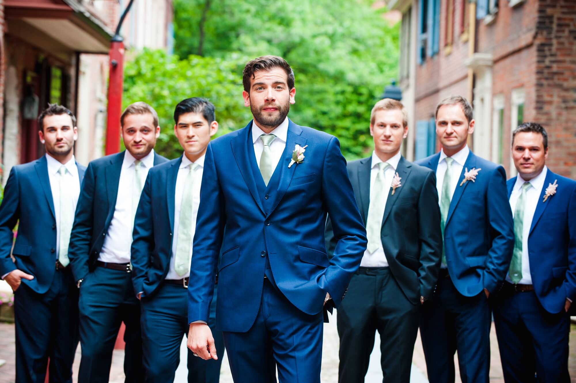 Navy Suits With Mint Green Ties