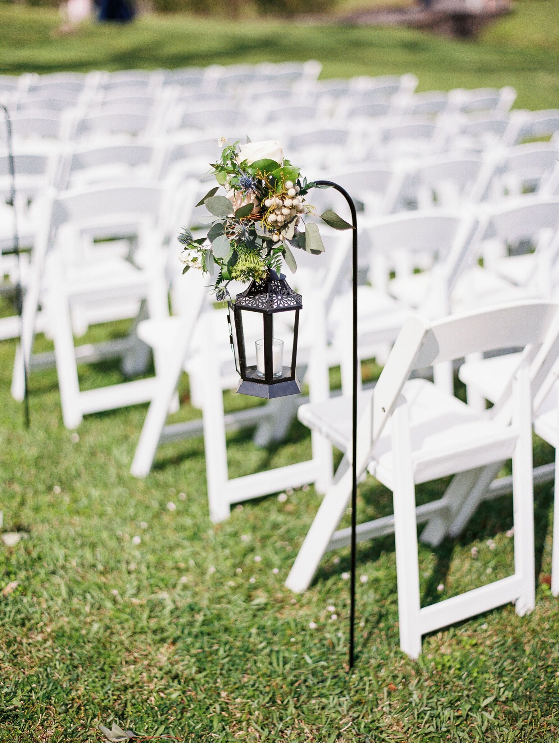 Eucalyptus and Thistle Lantern Aisle Markers