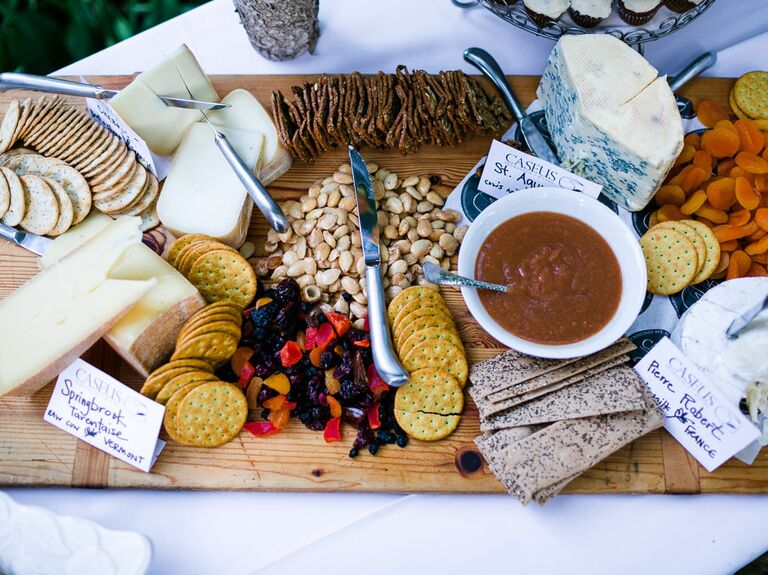 Fruit and cheese platter at wedding reception