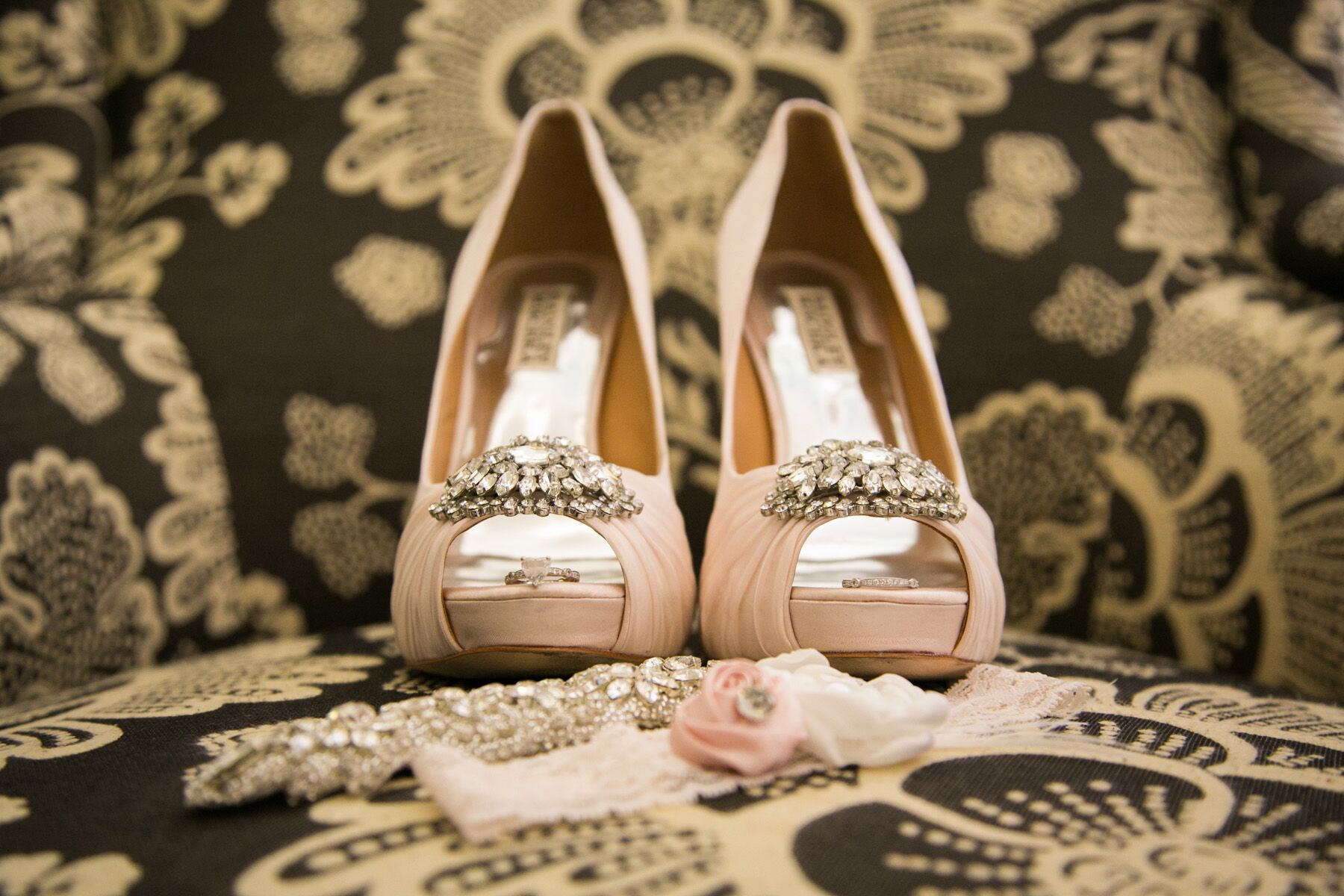 Pale pink shoes with crystal accent