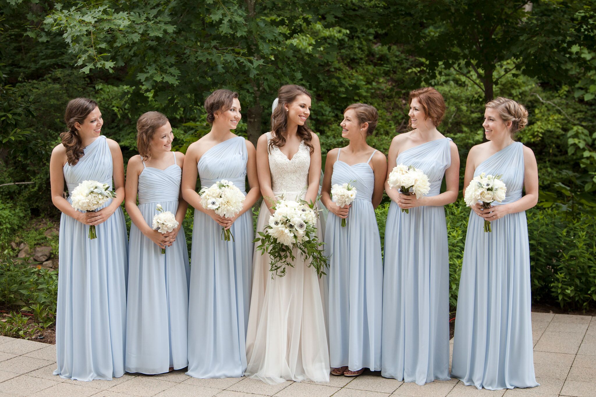  Dusty  Blue  Floor Length Bridesmaid  Dresses 