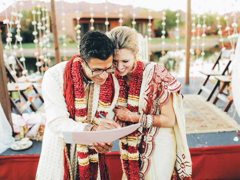 couple in traditional indian garb