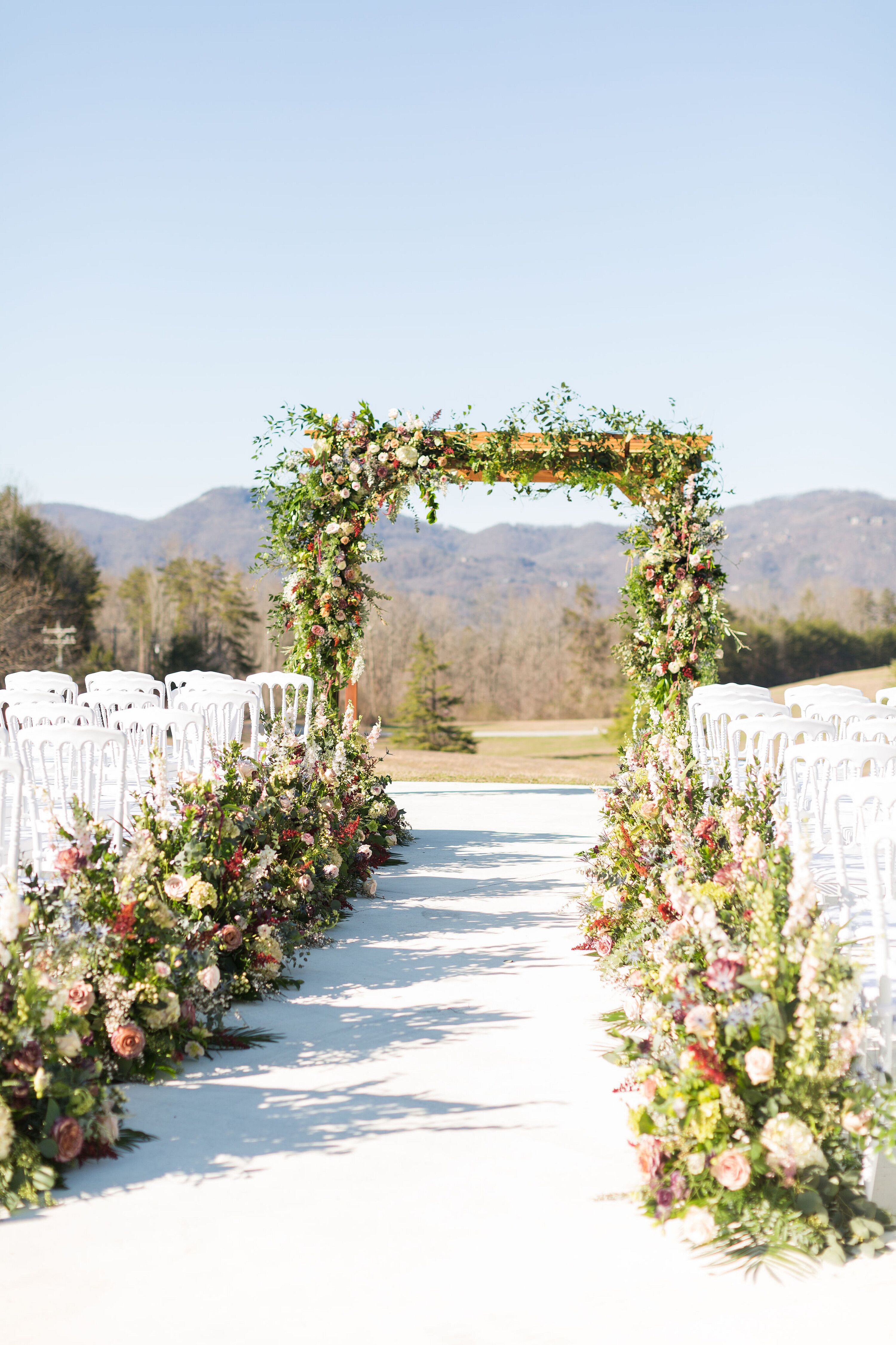 Outdoor Mountain Ceremony With Natural Rustic Wedding Arch And   88115220 6e35 11ea 9764 Bb1df11e7f91