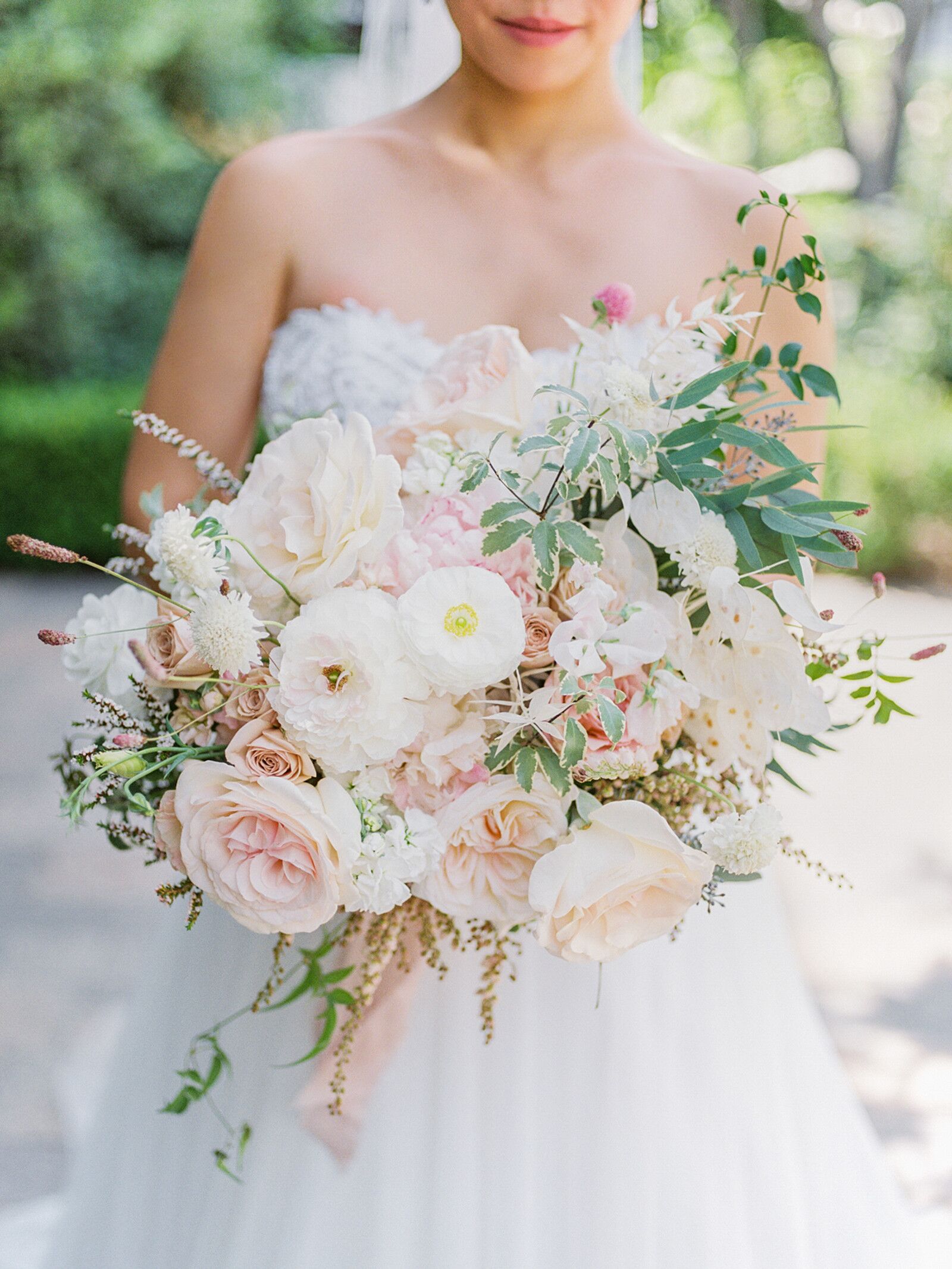 Romantic Blush-and-White Wedding Bouquet for California Wedding