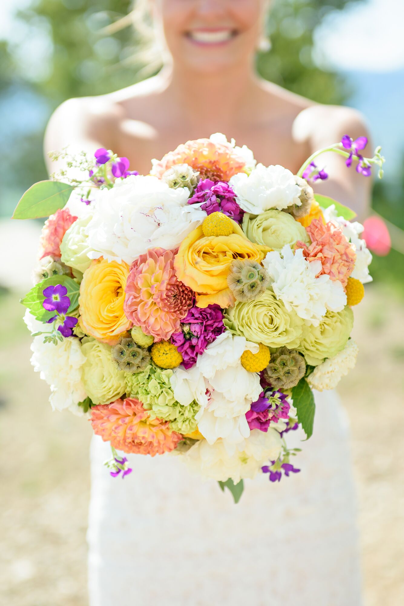 Colorful Wildflower-Inspired Round Bridal Bouquet