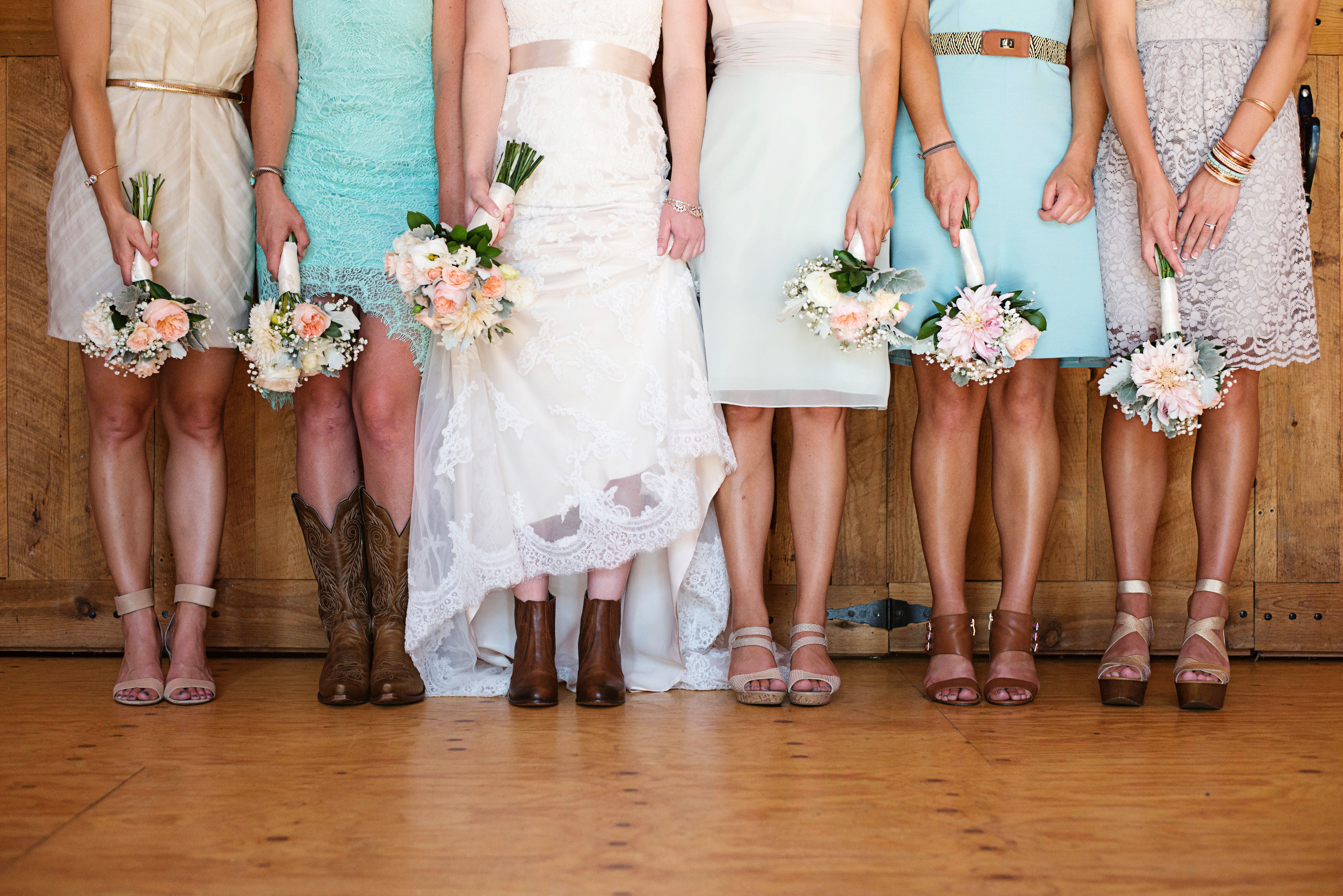 Mismatched Bridesmaid Dresses and Shoes