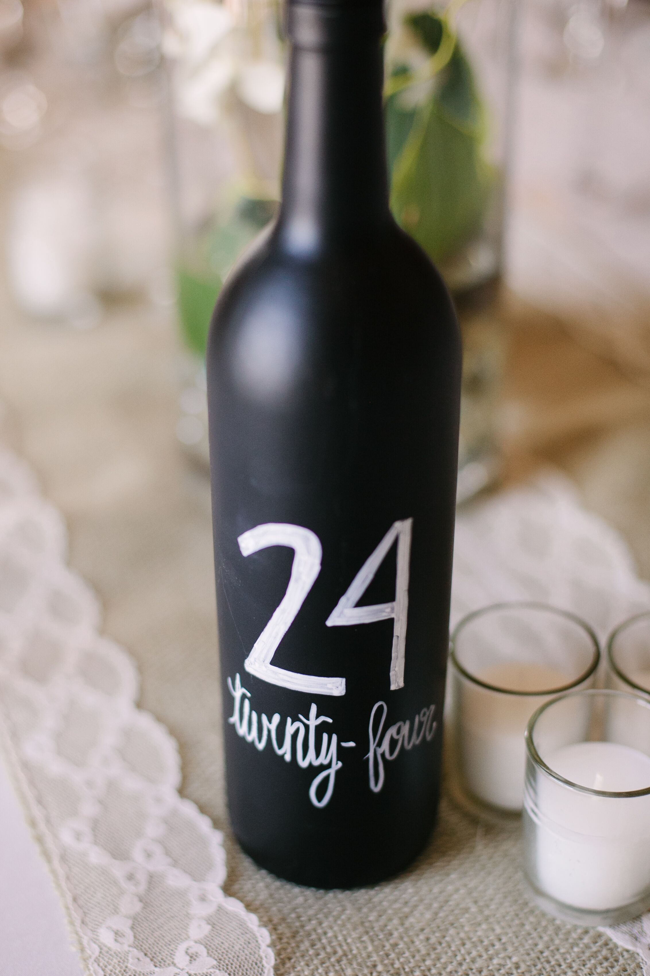 DIY Painted Wine-Bottle Table Number