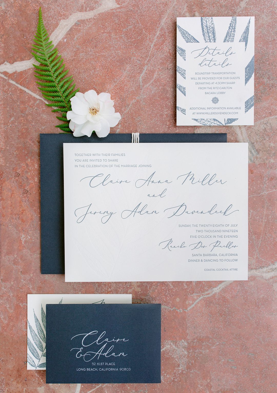 Classic Navy and White Invitation Suite with Calligraphy