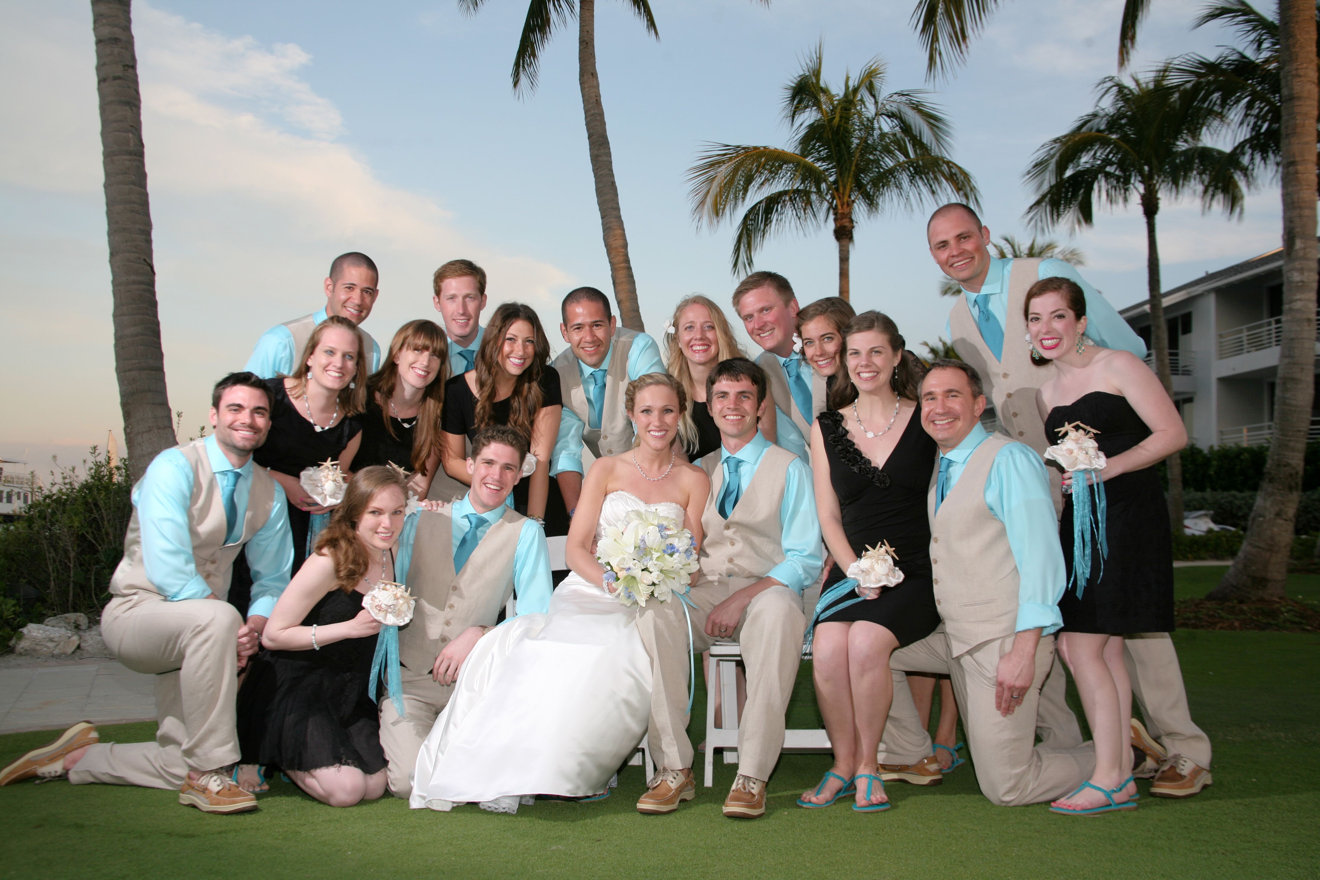 Blue, Tan and Black Wedding Party