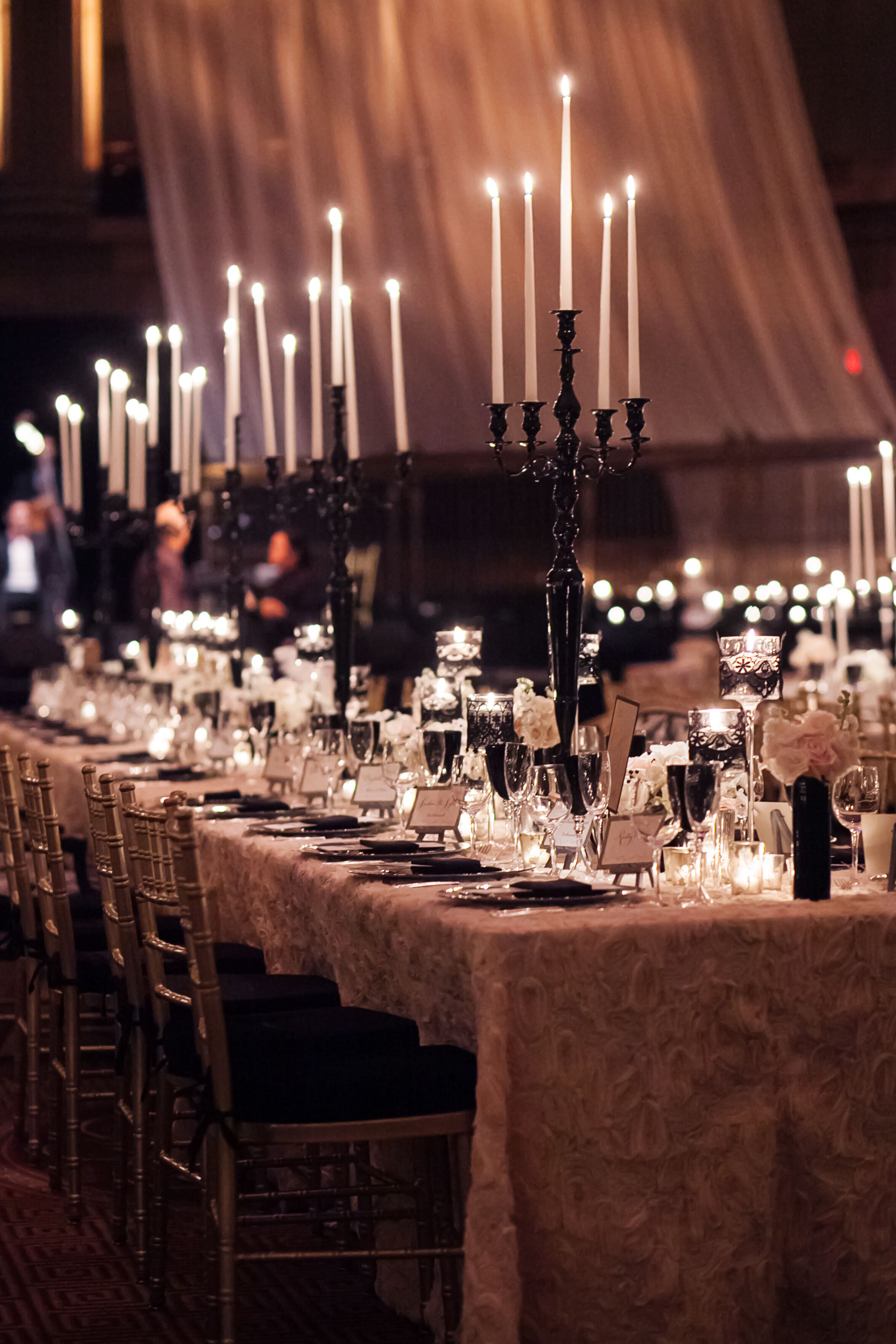 Tall Black Candelabra Head Table Centerpieces