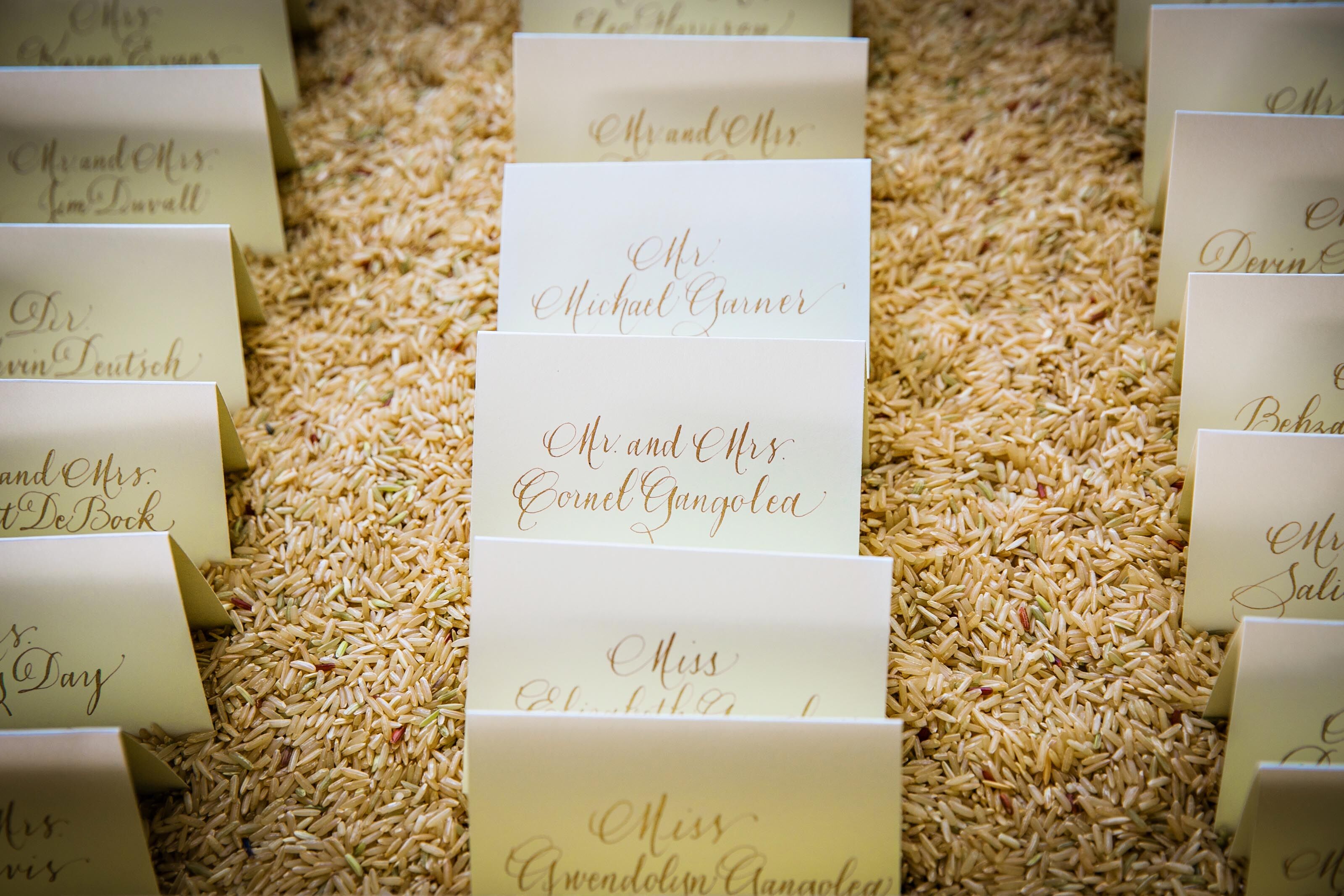 Ivory Escort Card, Gold Text