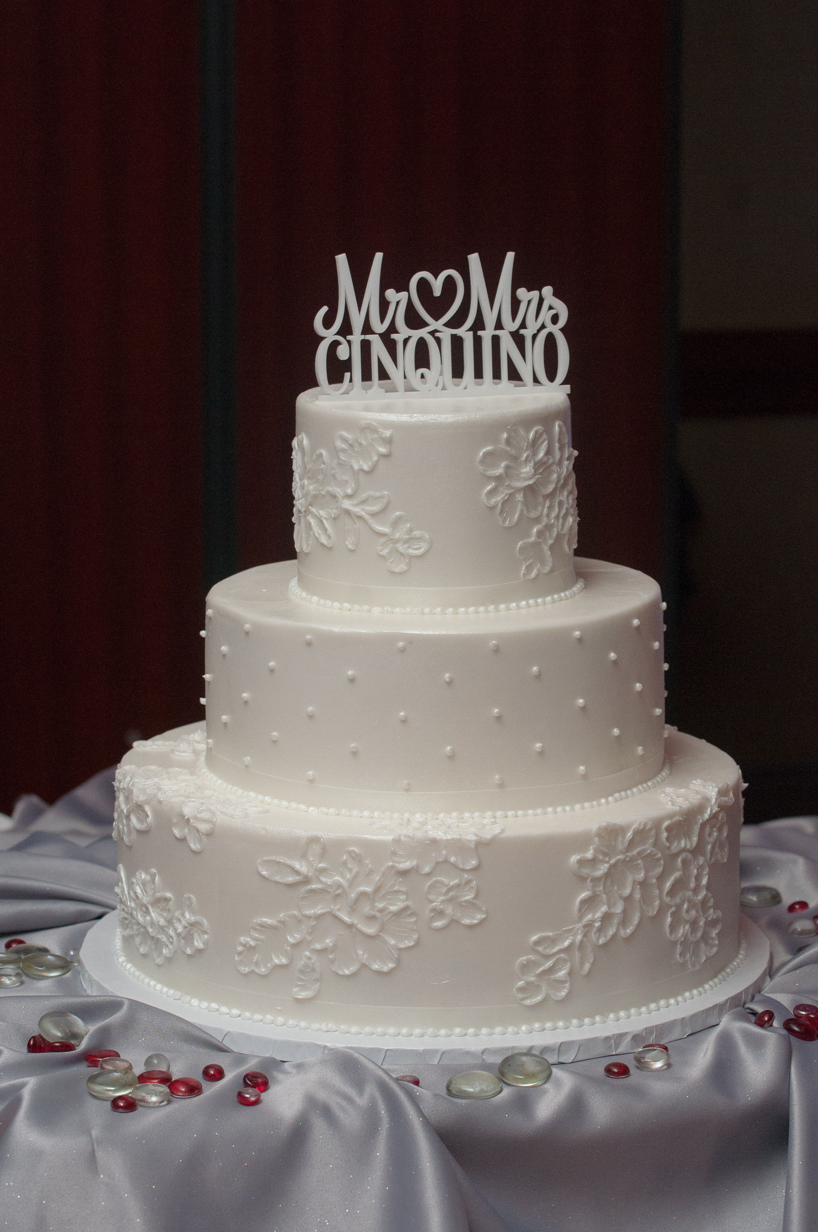 Three-Tiered White Buttercream Wedding Cake