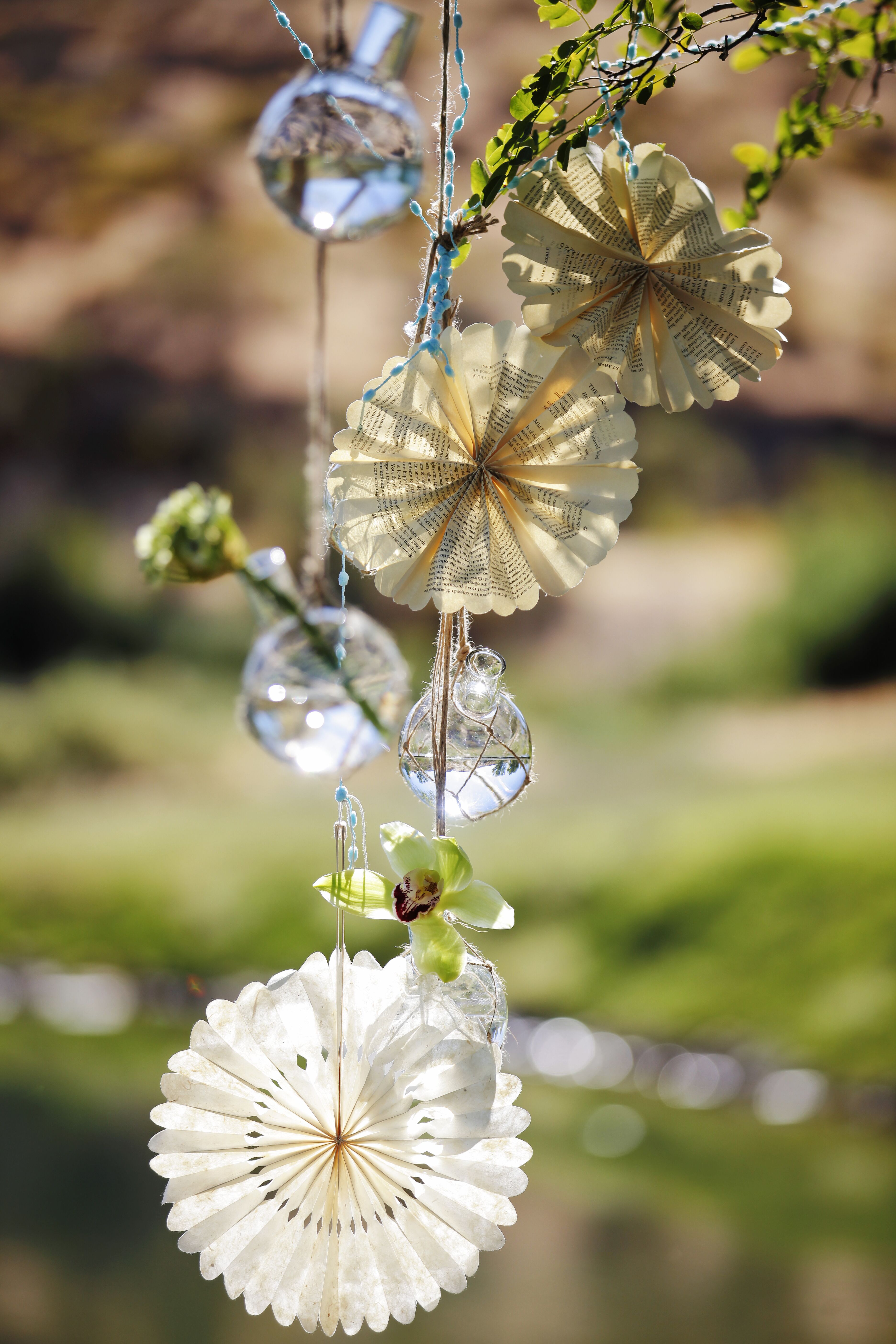 Whimsical Light Paper Flower and Orchid Decor