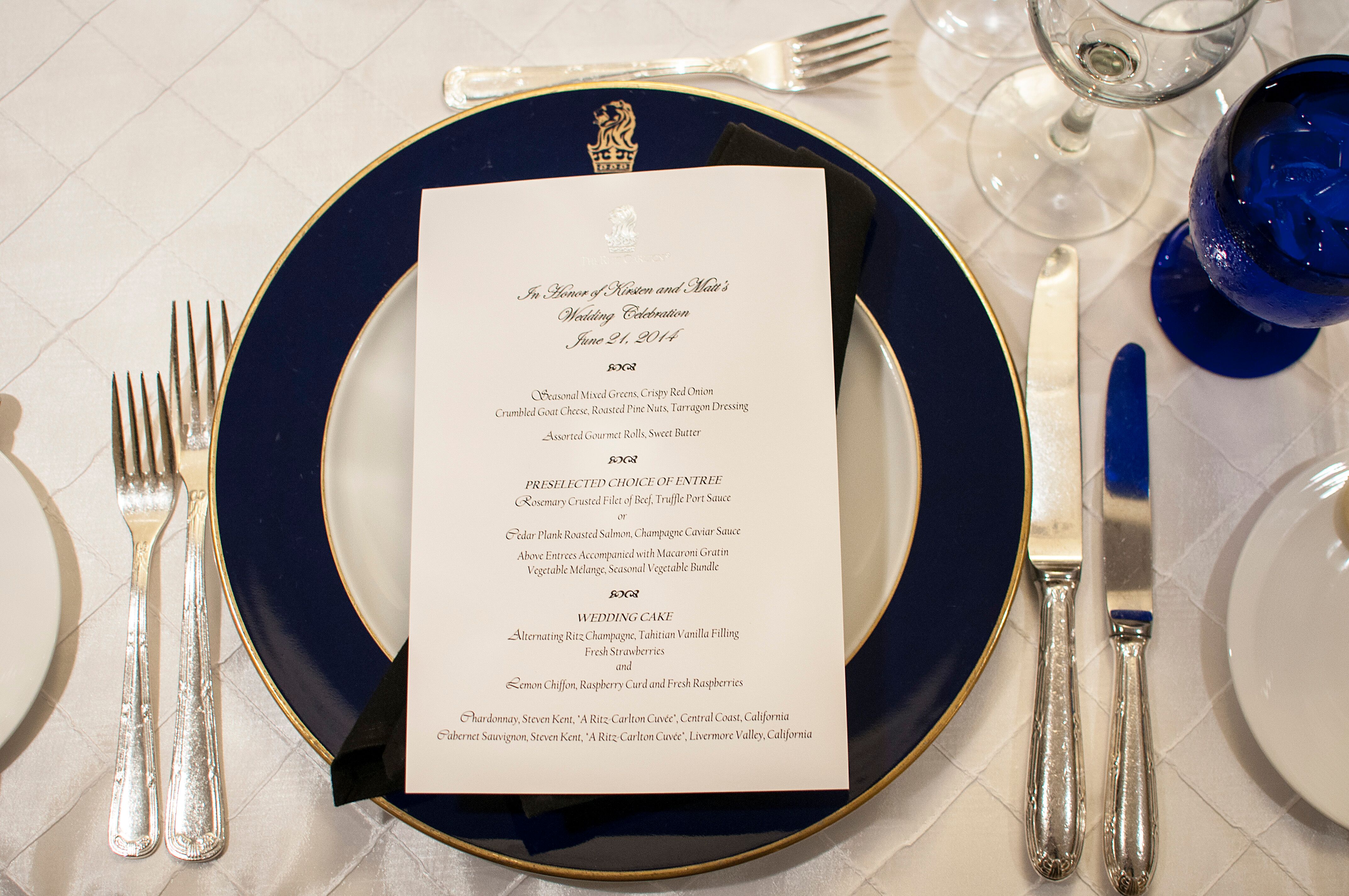 Signature Ritz-Carlton Dinnerware and Elegant Menus