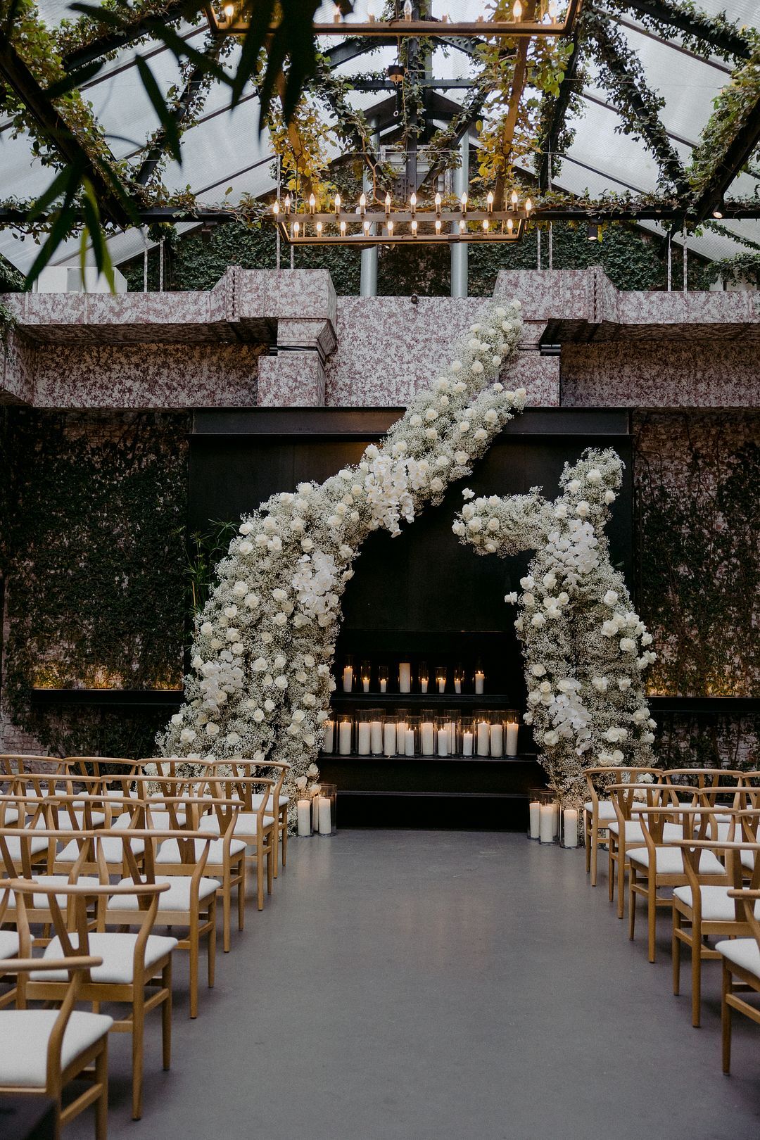Elegant Ceremony Altar With Asymmetrical White Floral Structure ...