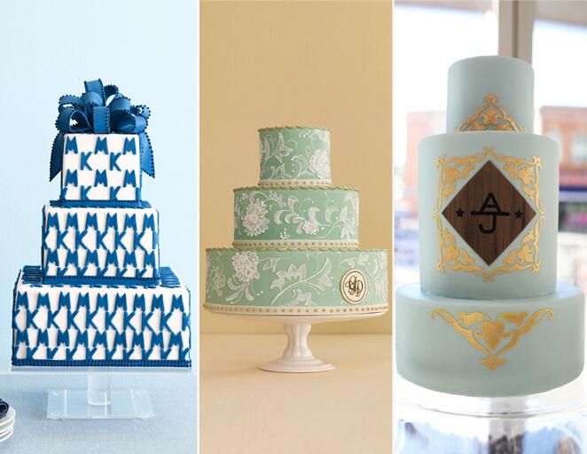 Monogrammed wedding cake trend