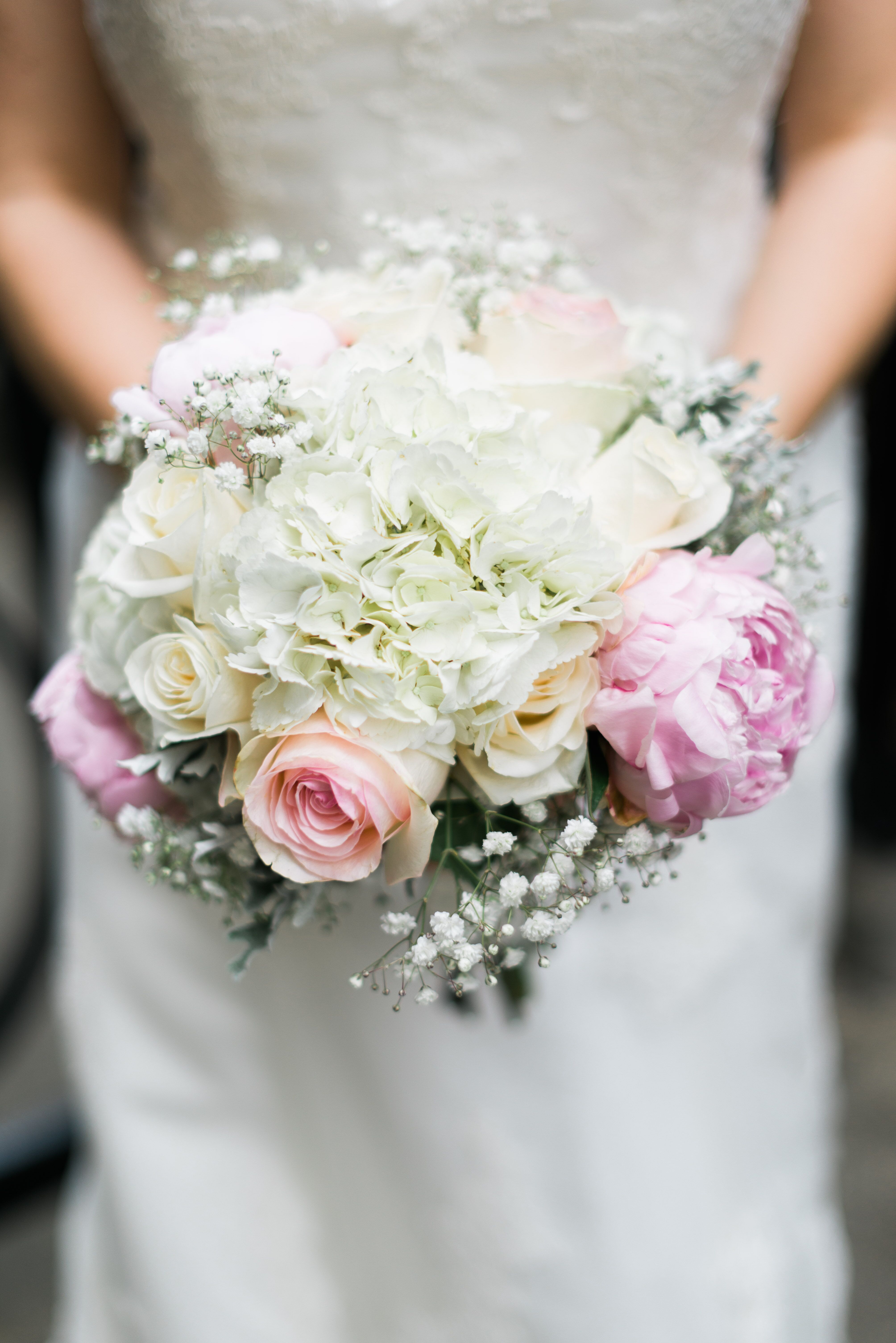 White Hydrangea And Pink Rose Bouquet   8bcbd084 3640 11e5 9816 22000aa61a3e