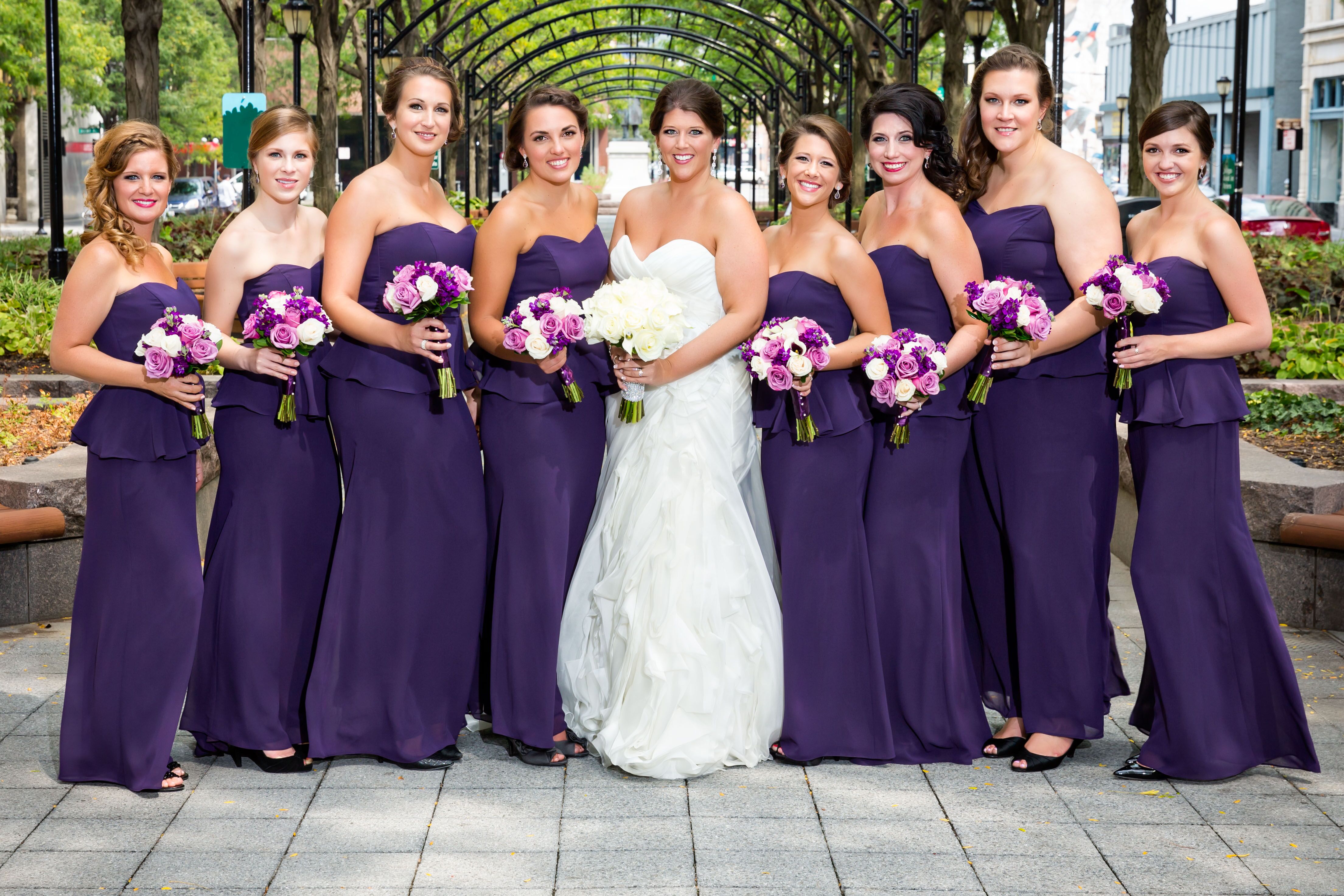 Bridal Party in Purple Dresses