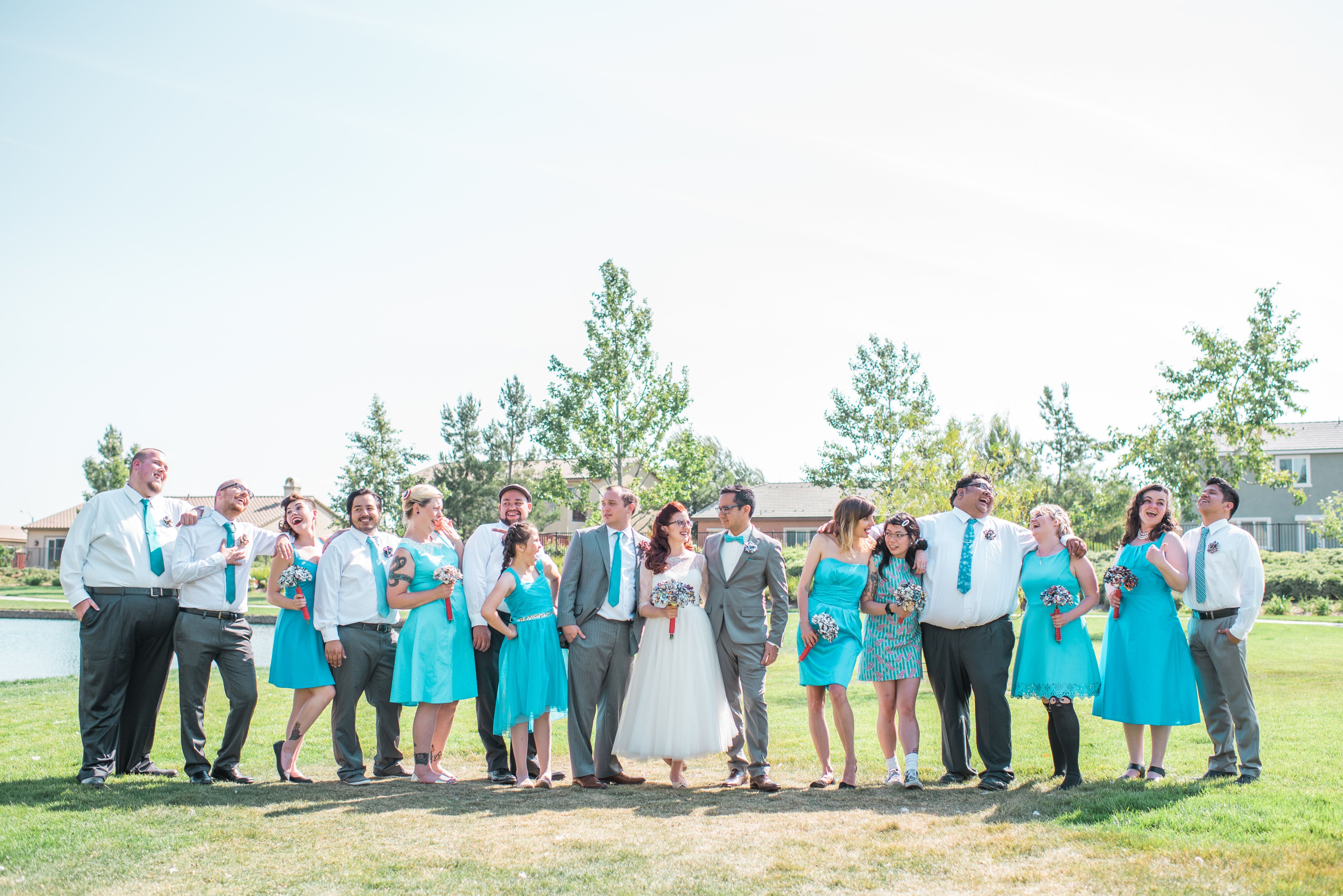 Gray and Turquoise Wedding Party