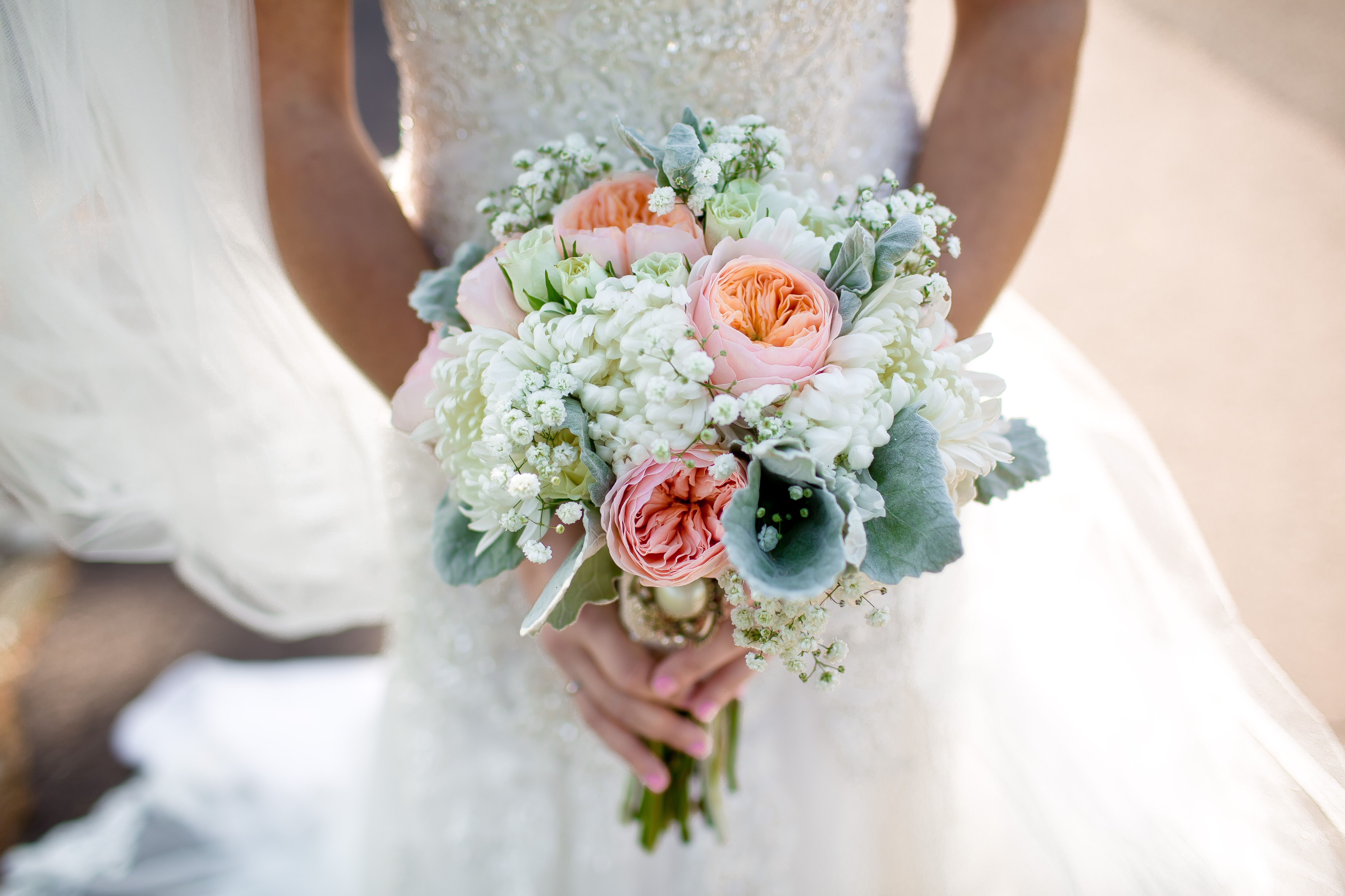 Garden Rose and Chrysanthemum Bridal Bouquet