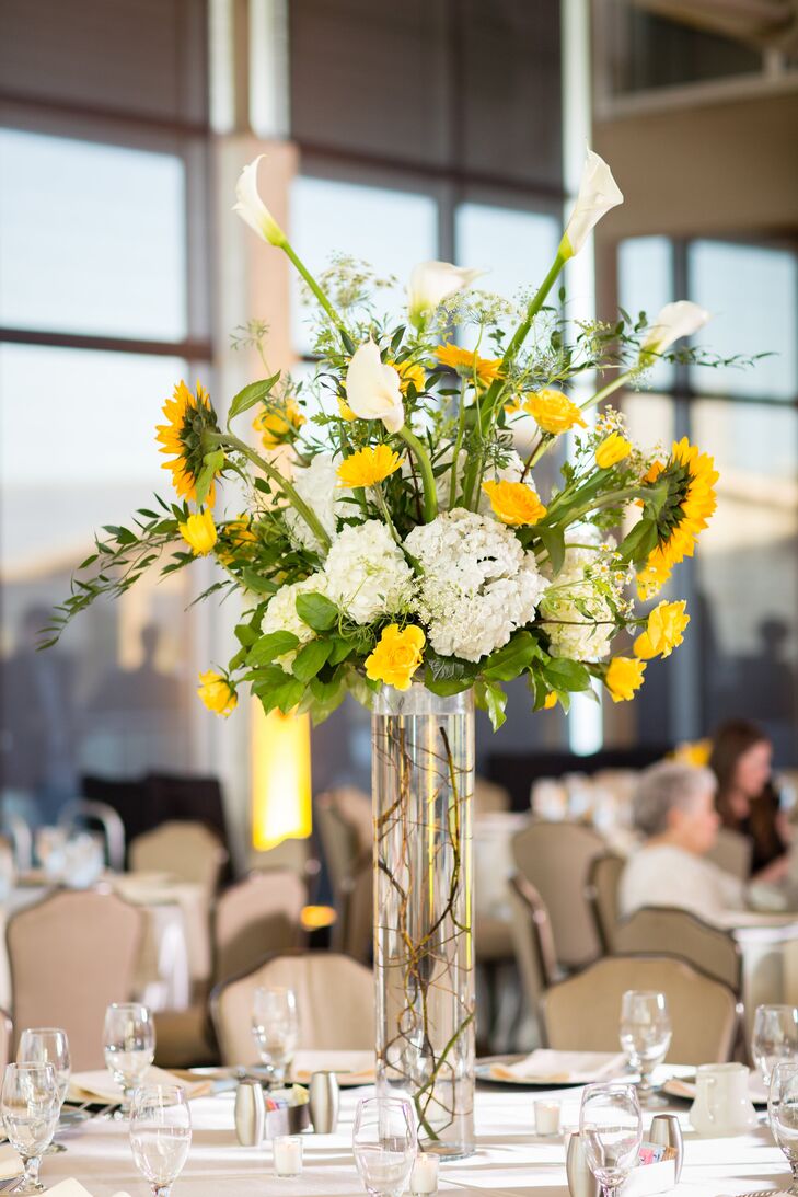 Tall White and Yellow Centerpieces