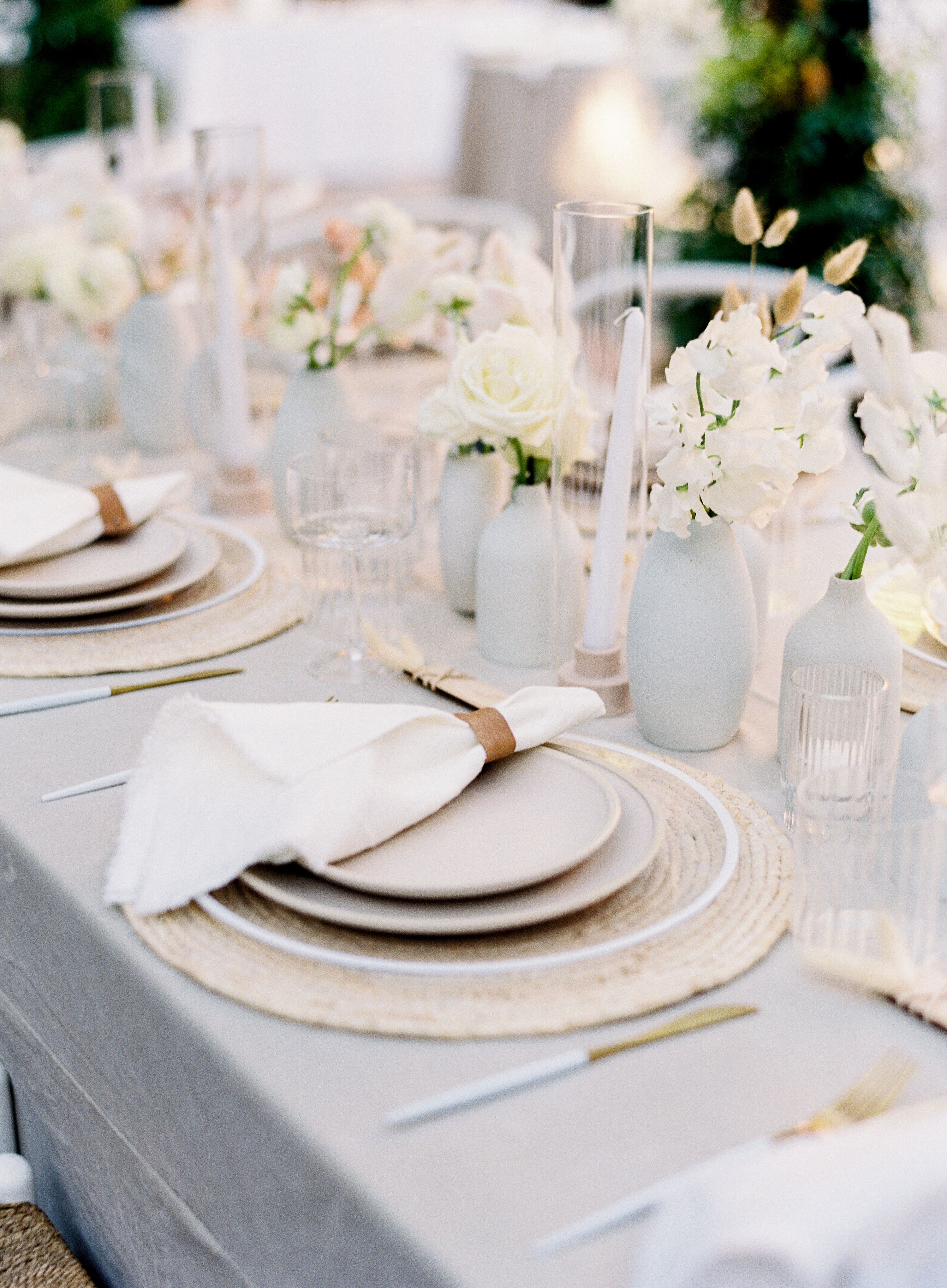 Neutral-Hued Reception Tablescape for Wedding at Franciscan Gardens in ...