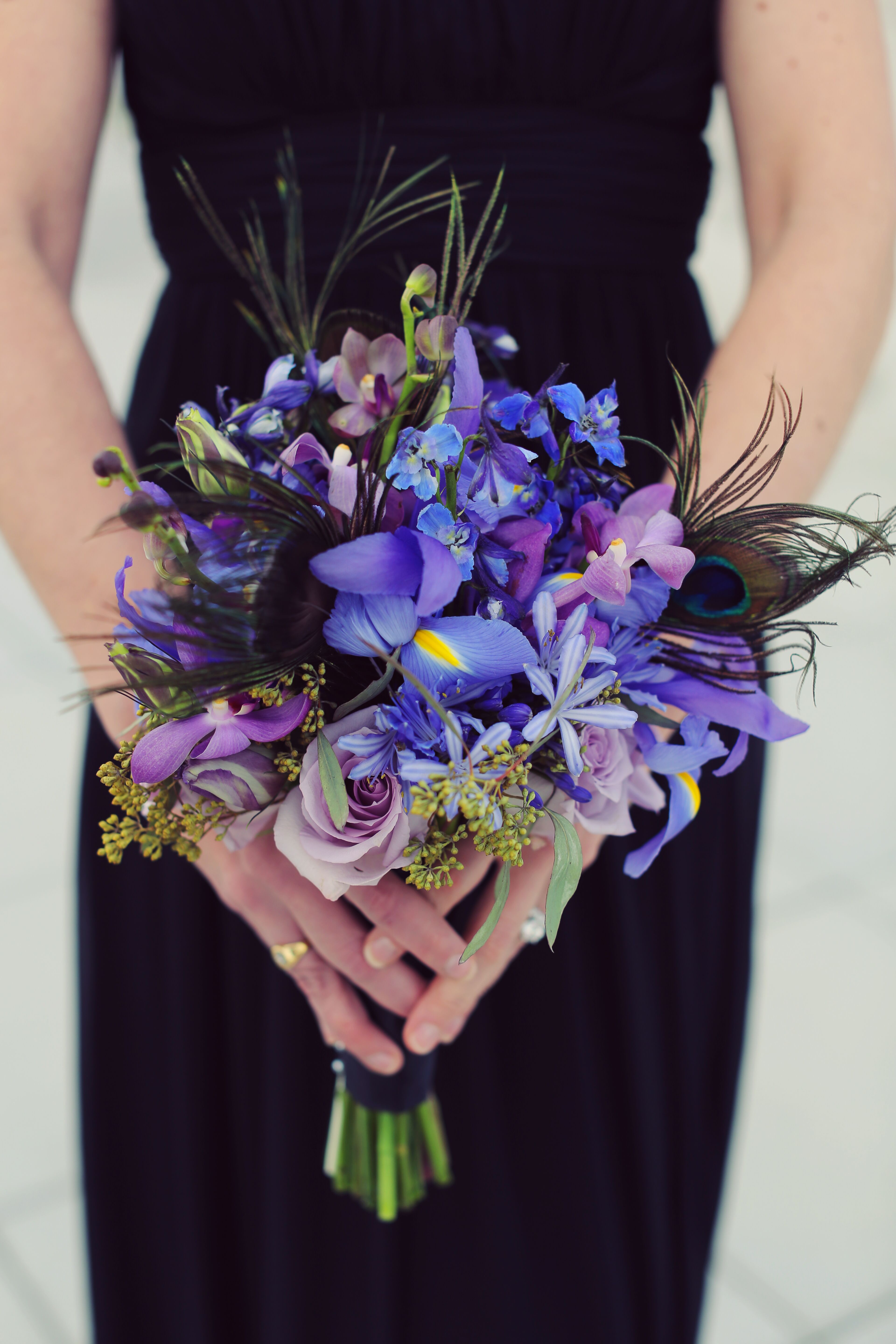 Bright Purple Orchid Bridesmaid Bouquet 