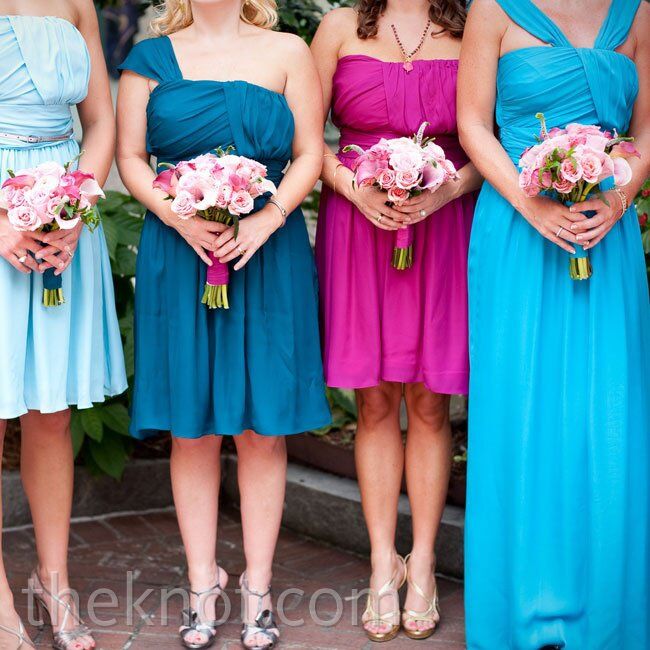 Pink and Blue Bridesmaid Dresses