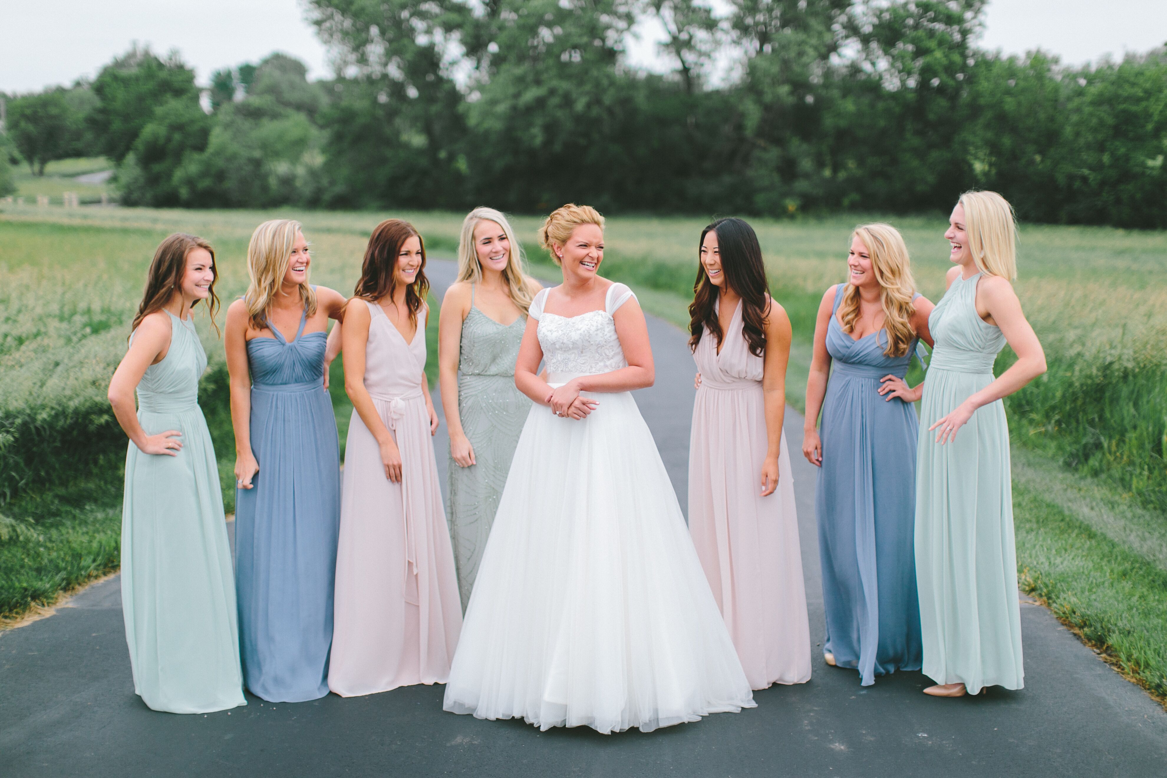 Mismatched Pastel Bridesmaid Dresses
