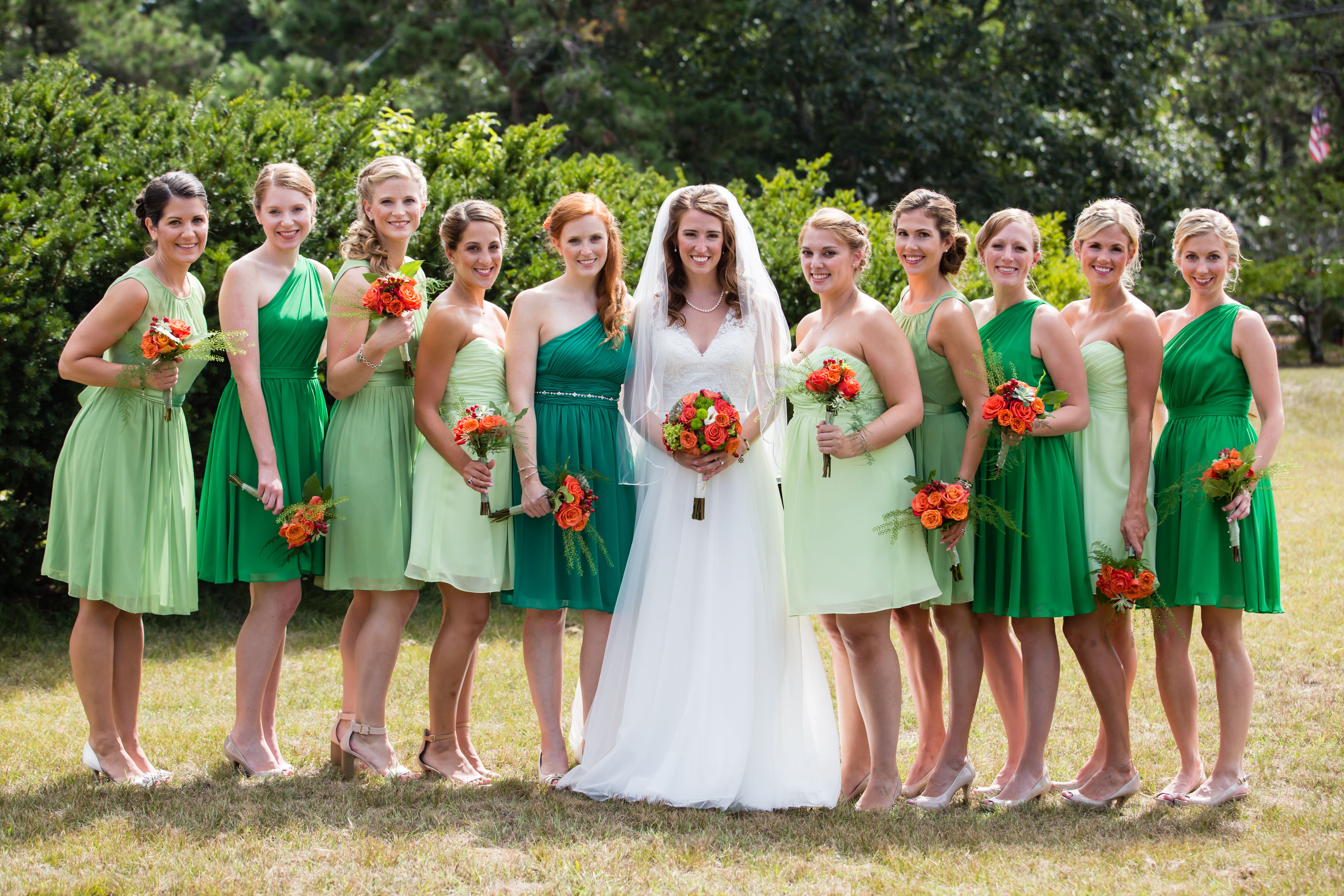 Green ombre bridesmaid outlet dresses