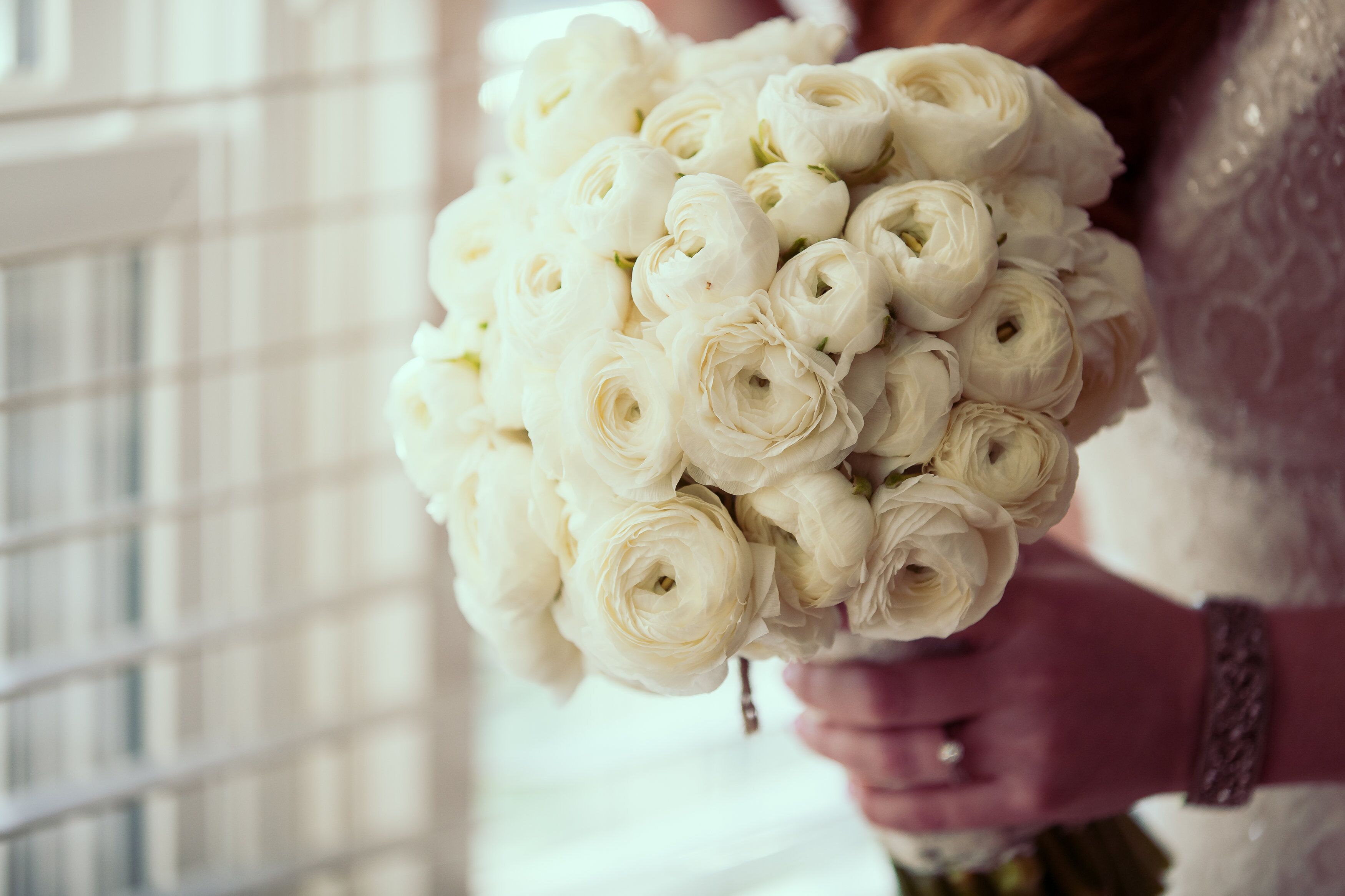 All White Ranunculus Bridal Bouquet 0740