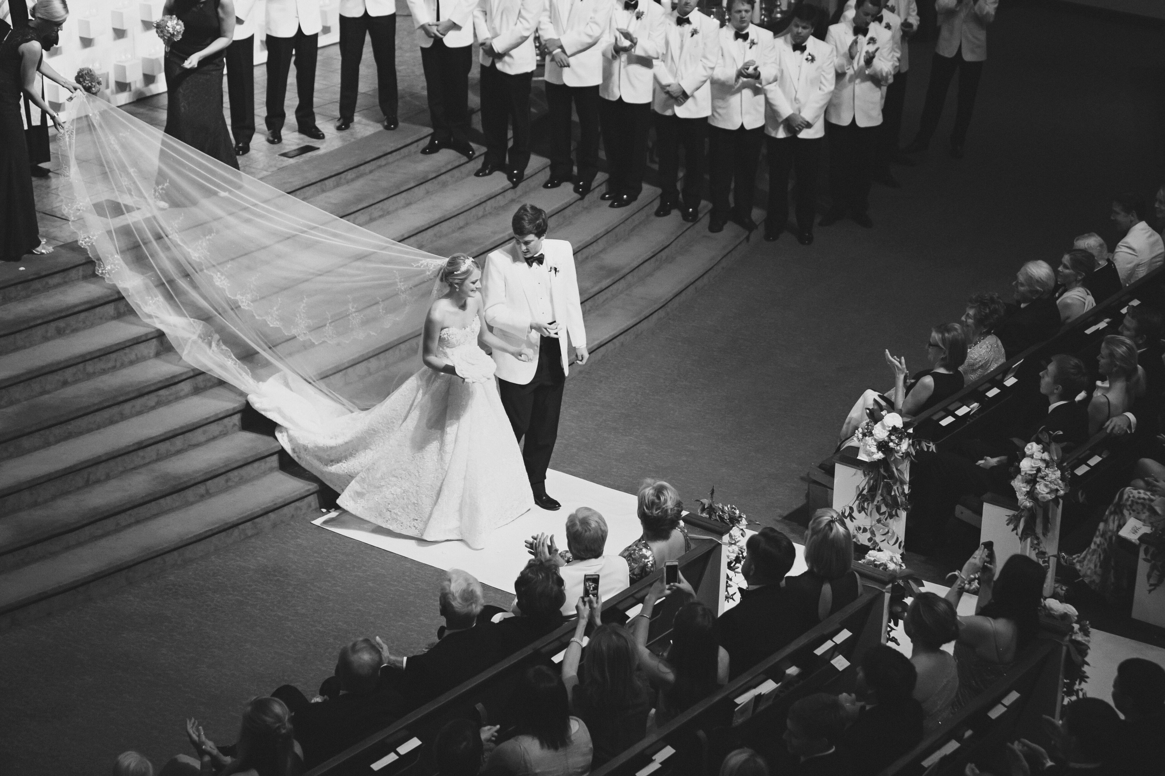 ball gown wedding dress with cathedral veil