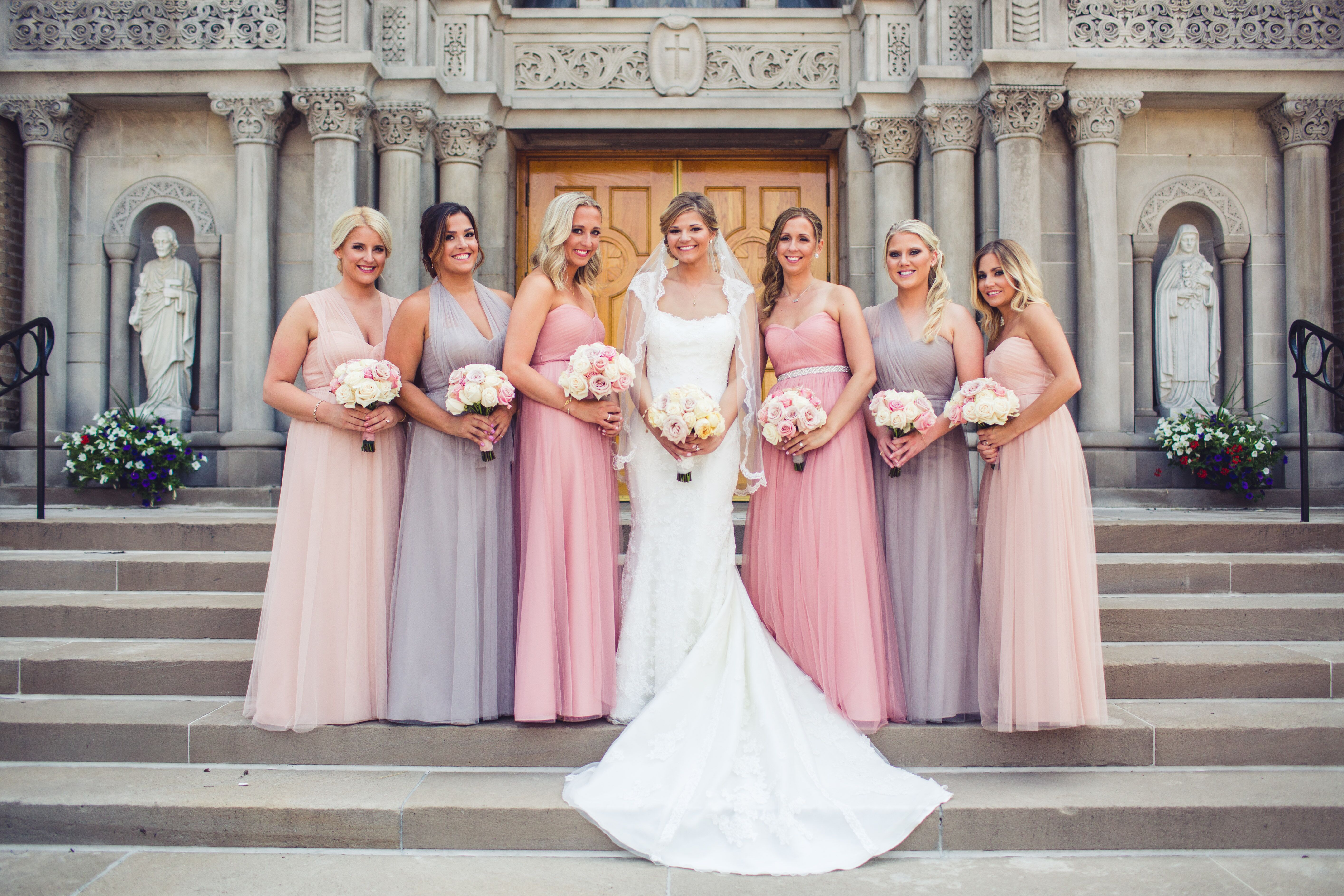 pink and purple bridesmaid dresses