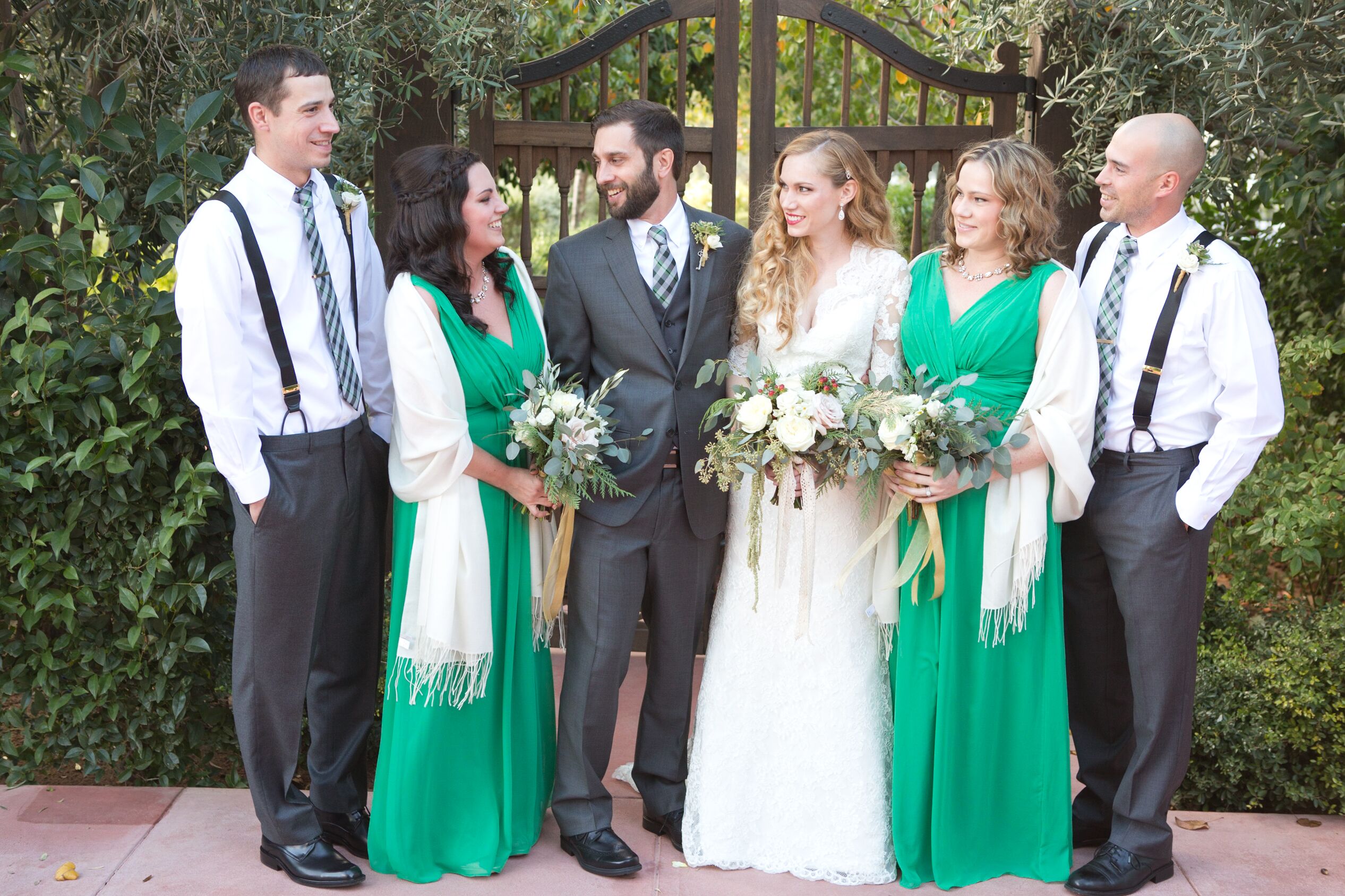 Emerald Green and White Wedding Party