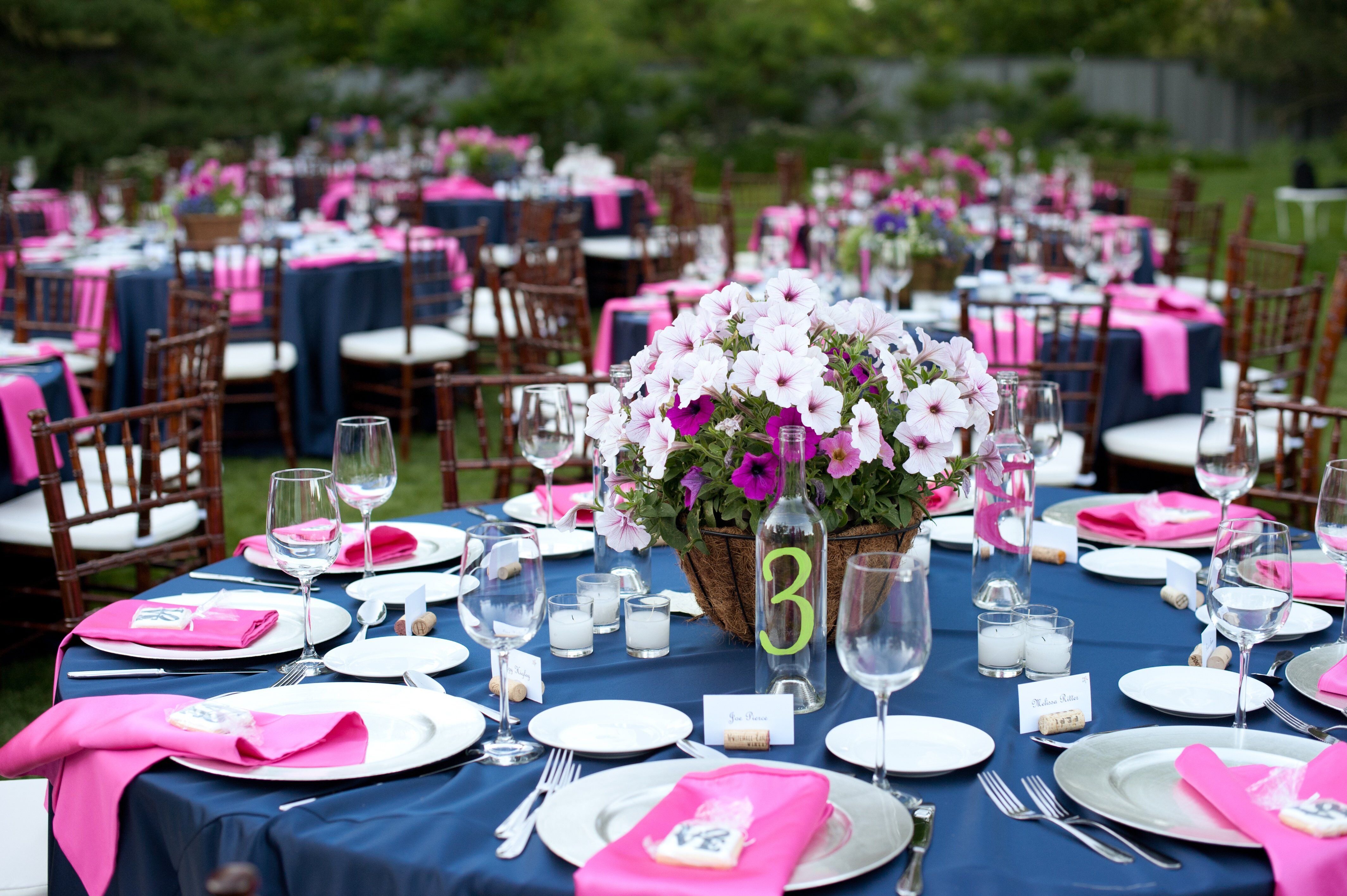 Navy and Pink Reception Decor