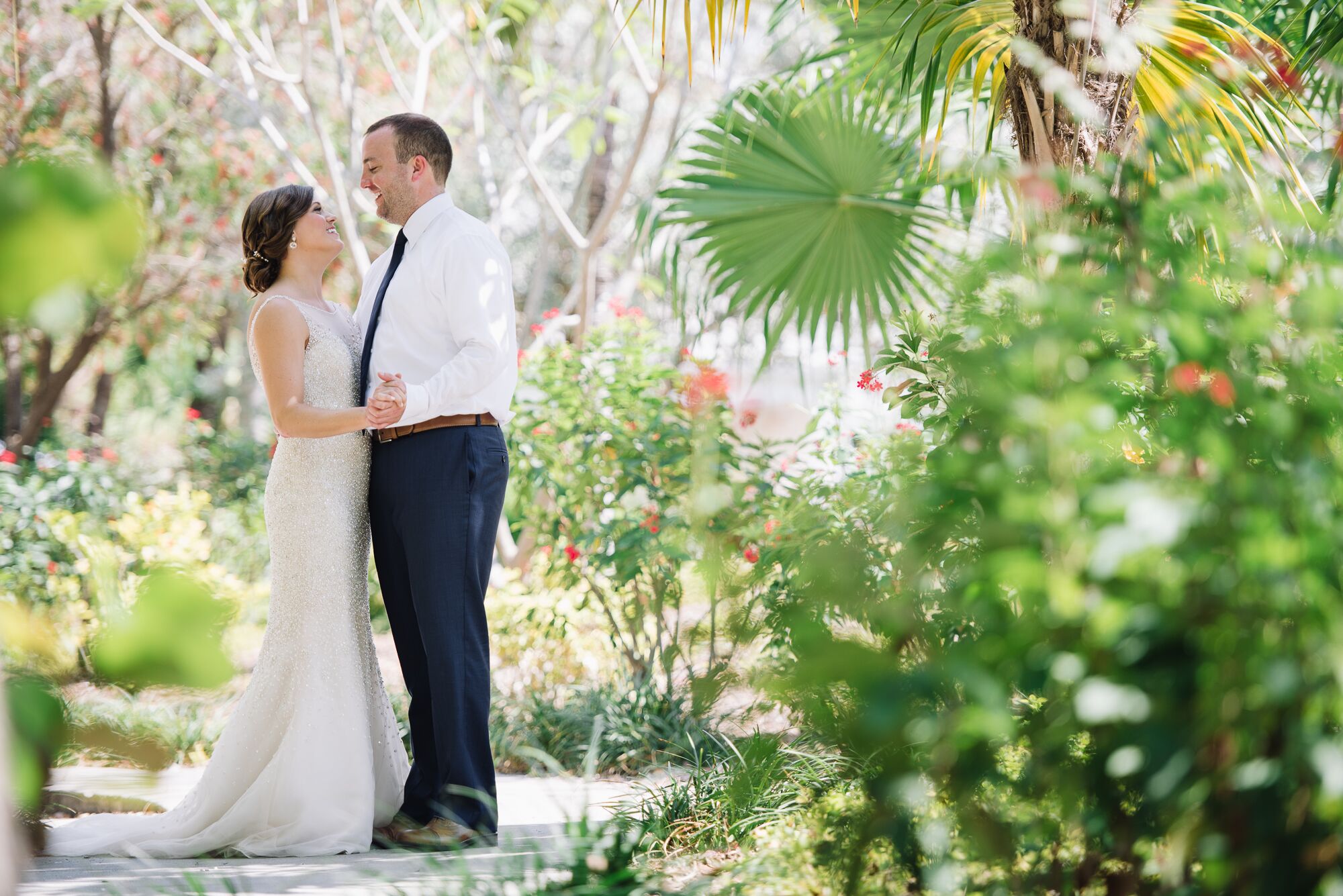 Ivory Beaded Wedding Dress, Illusion Neckline