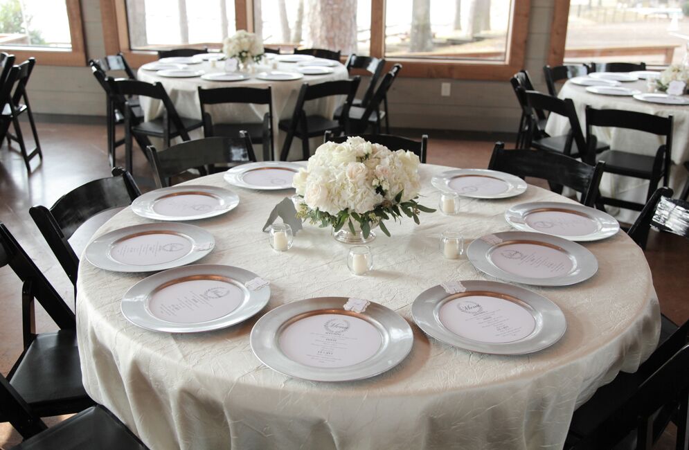 Round Dinner Menus on Silver Plates