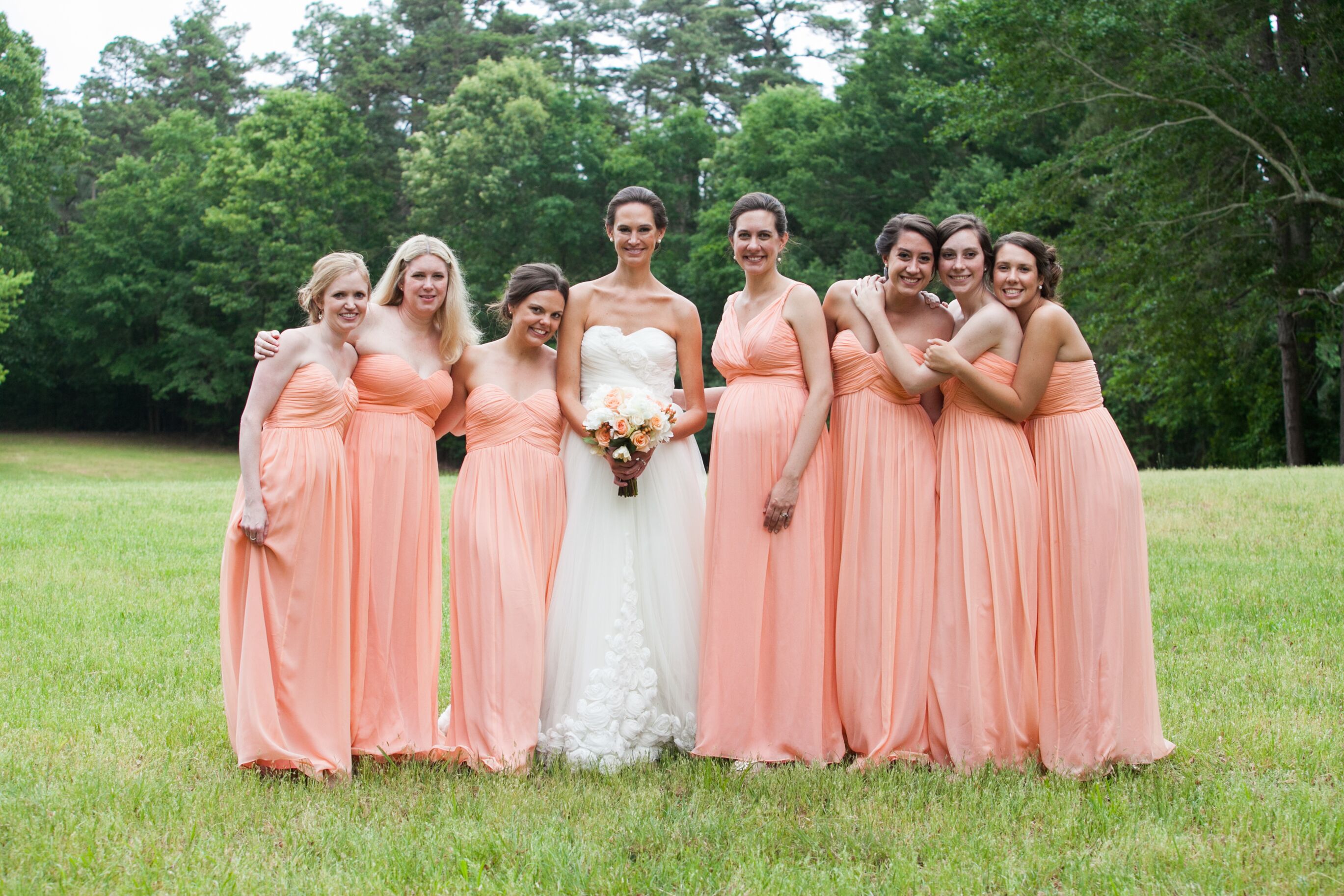 Peach hot sale bridesmaid gown