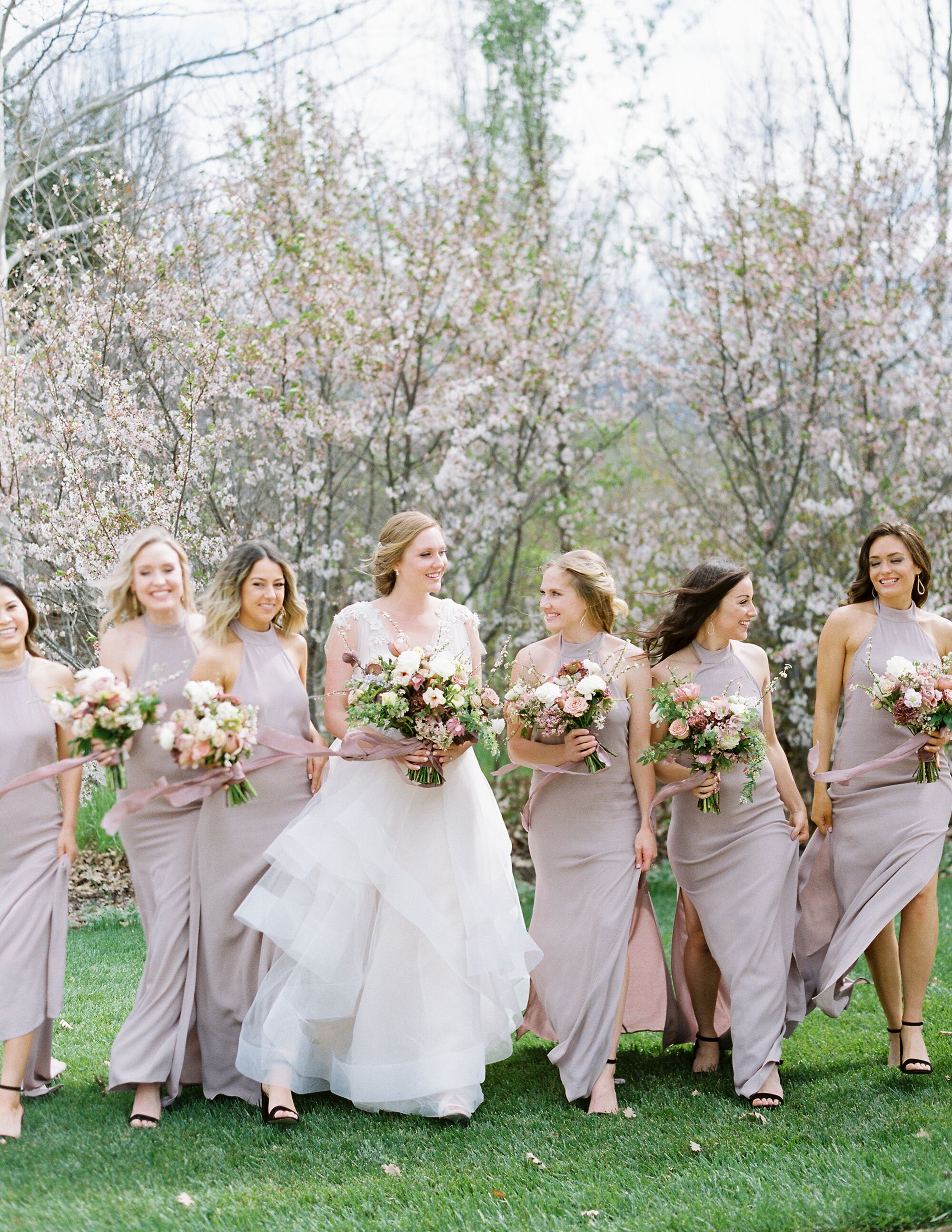 Custom Blush-Gray Flynn Skye Bridesmaid Dresses