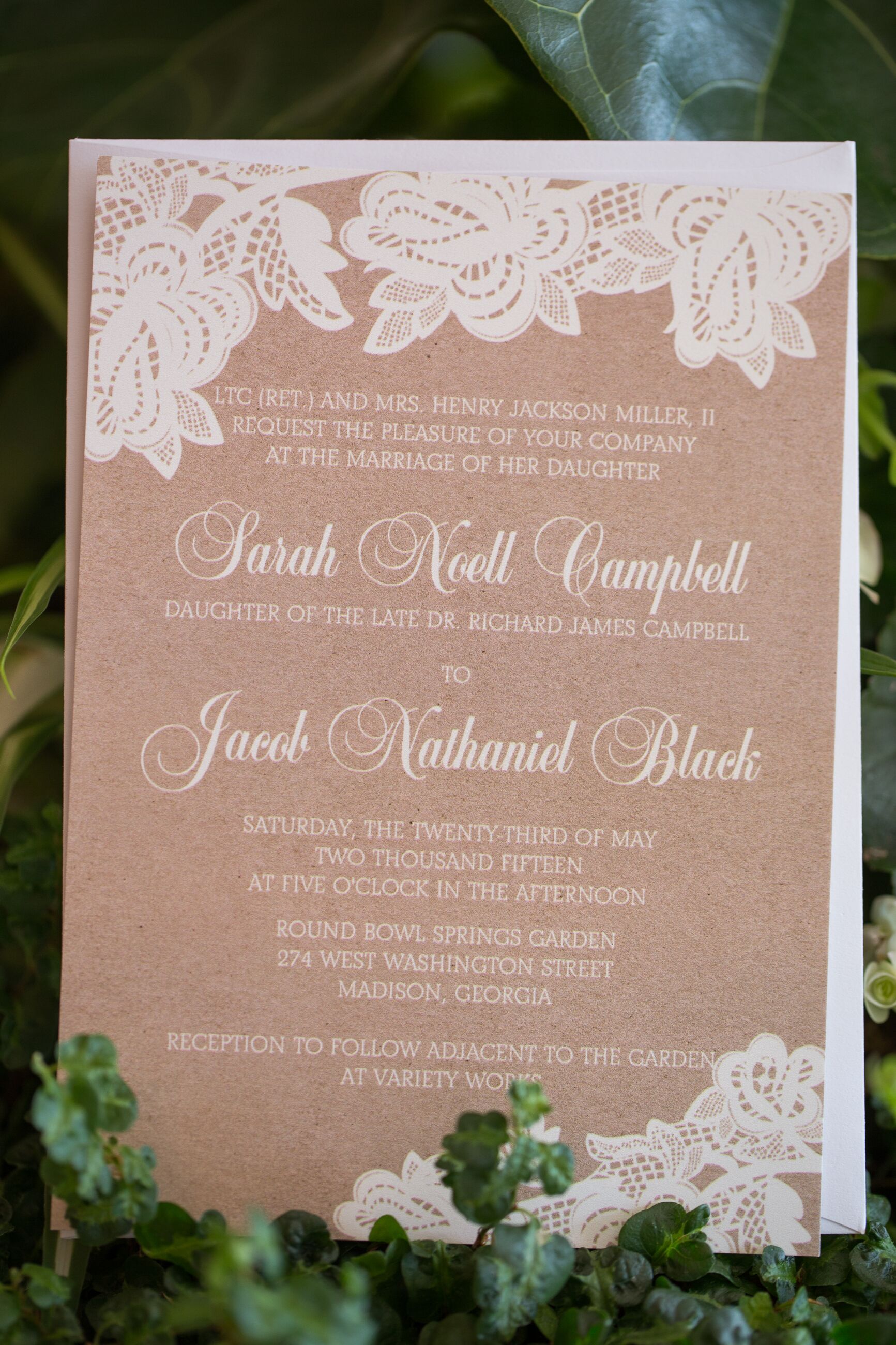 Rustic Elegant Neutral Invitation Lace Details