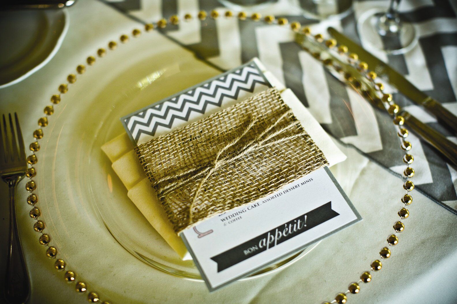 Burlap-Wrapped Menu Card