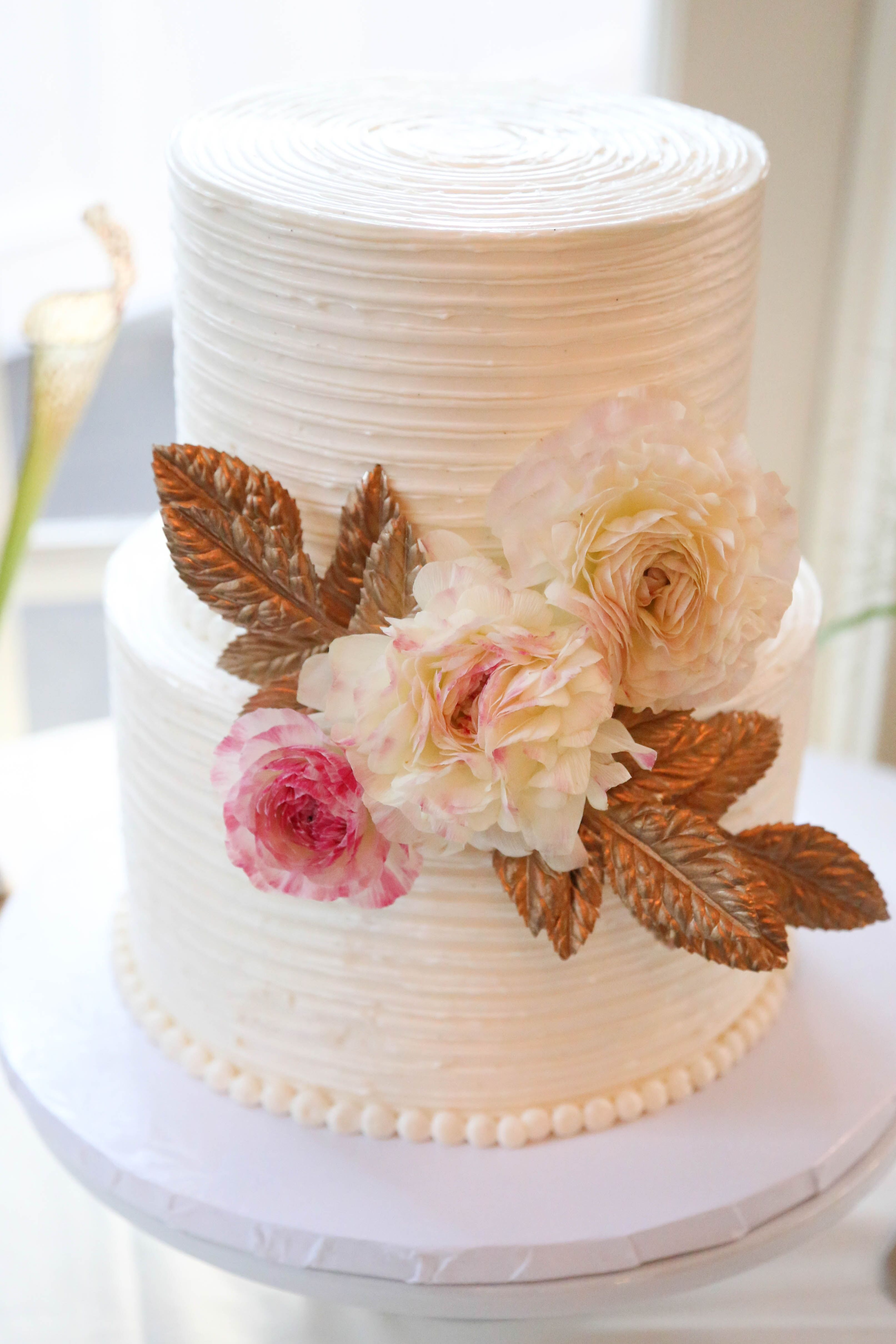 Pin by Hennycarroll on Cakes  Buttercream wedding cake, Gold leaf cakes,  Cake