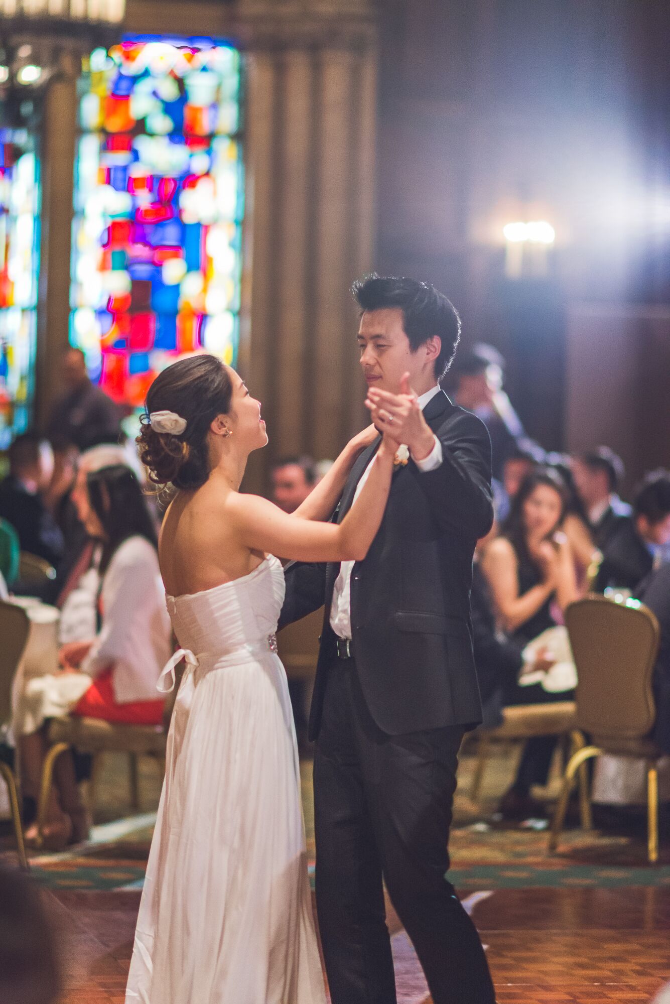 The Bride And Groom Having Their First Dance