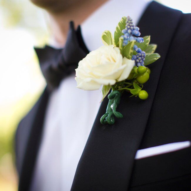 Purple And White Rose Boutonniere