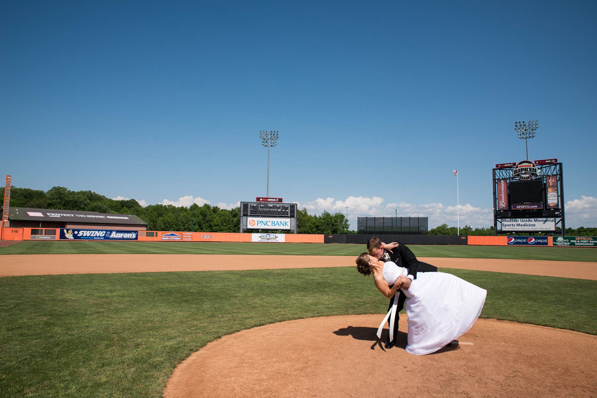 A Classic Baseball Inspired Wedding  at Ripken Stadium in 